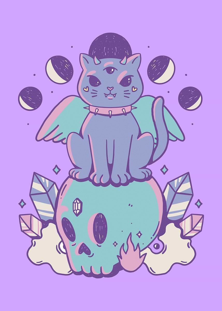 Pastel Goth Cat' Poster, picture, metal
