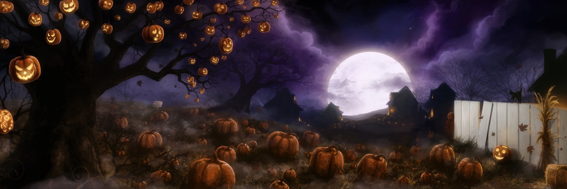 Fantasy Pumpkin Halloween Moon night