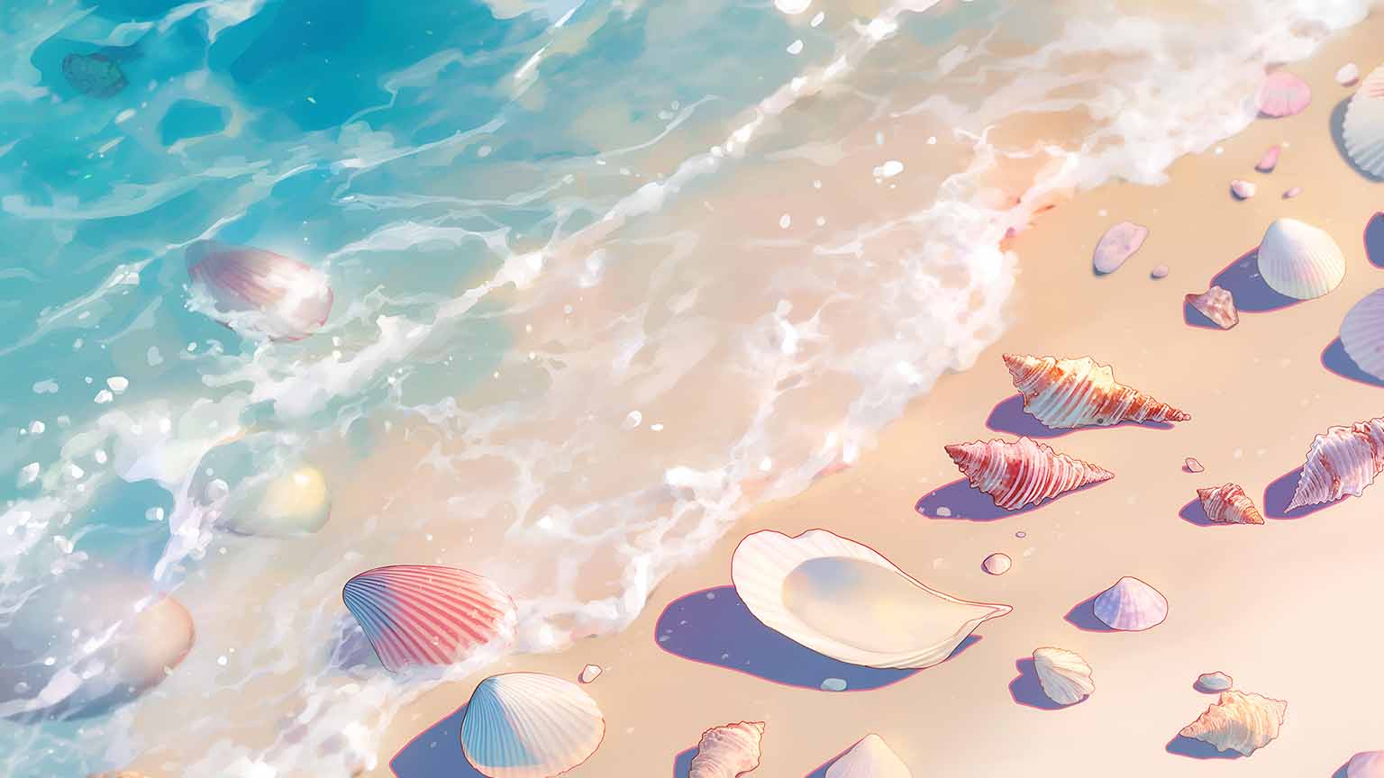 Free Pastel Seashells Gentle Waves