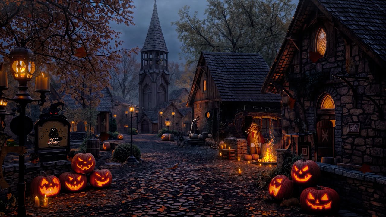 Cozy Autumn Village Halloween Ambience