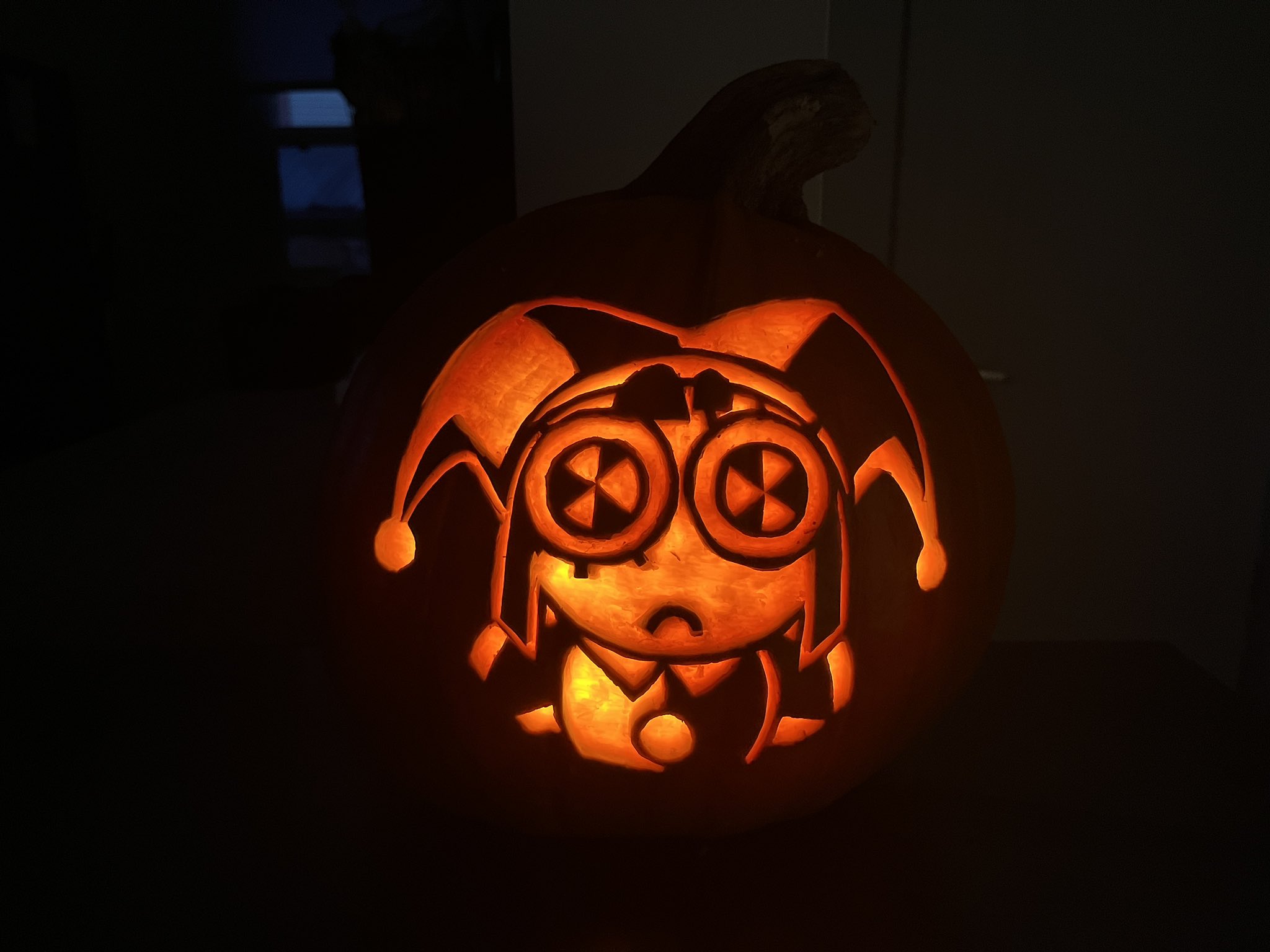 Pomni Pumpkin I carved for Halloween