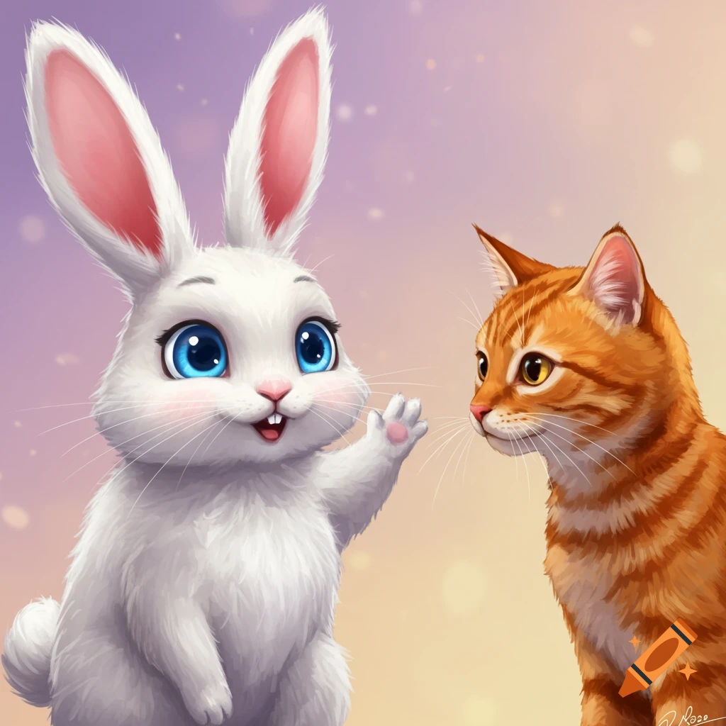 Bunny and a Cat Bff created on Craiyon