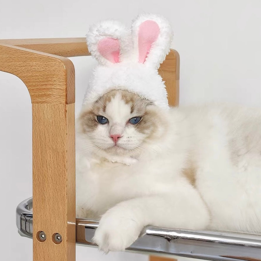 Fuzzy Bunny Adjustable Pet Hat for Cats