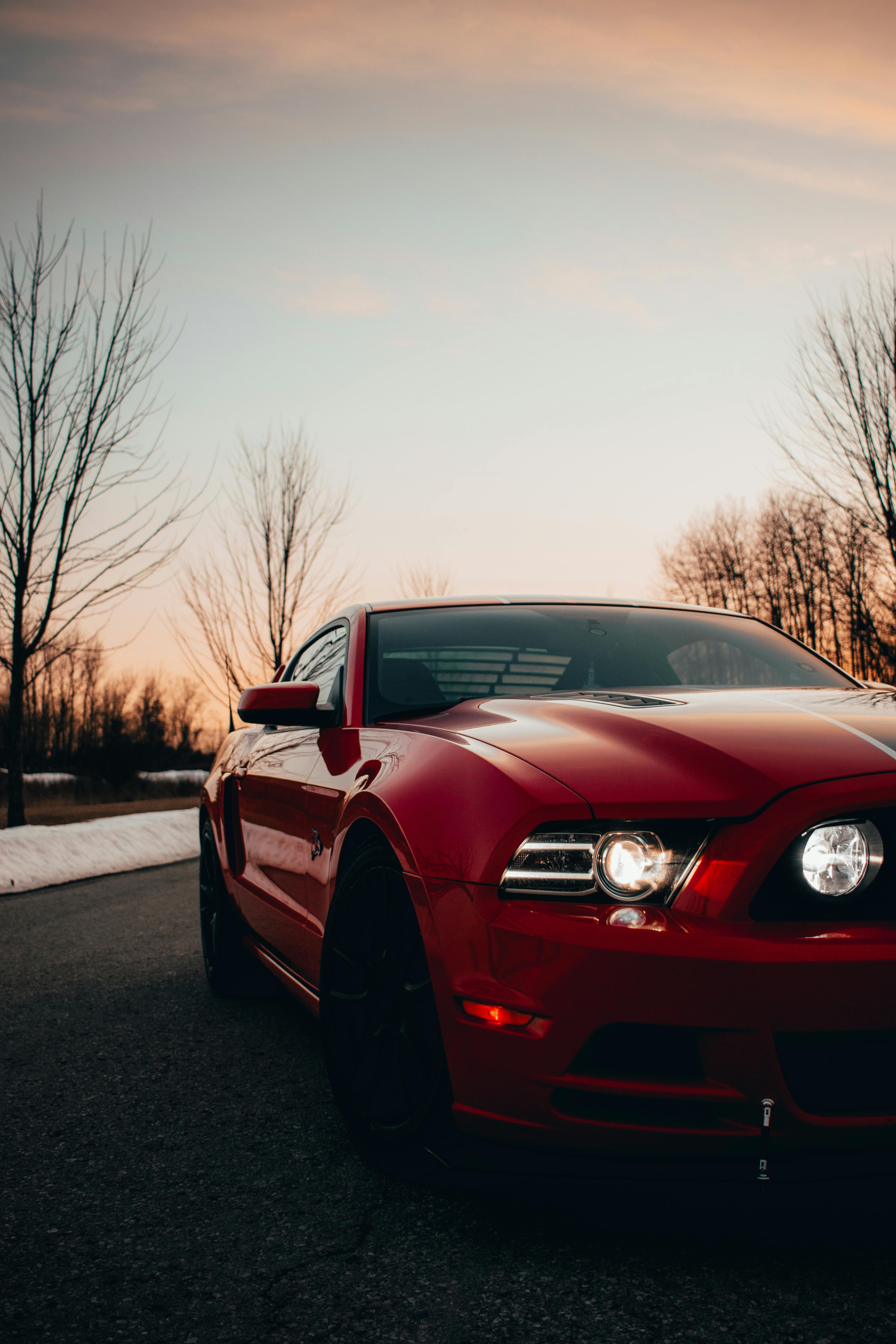 Red Mustang Car During Sunset · Free