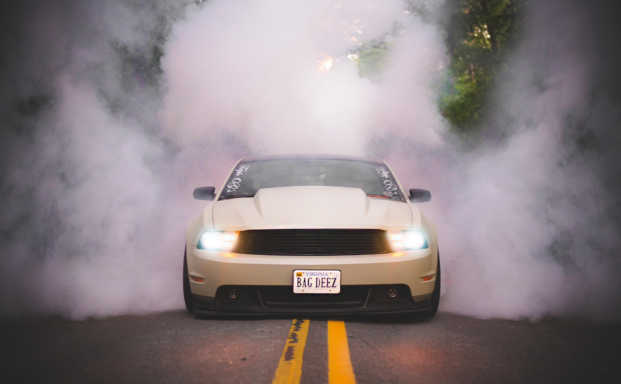 Wallpaper tuning, smoke, Mustang, ford