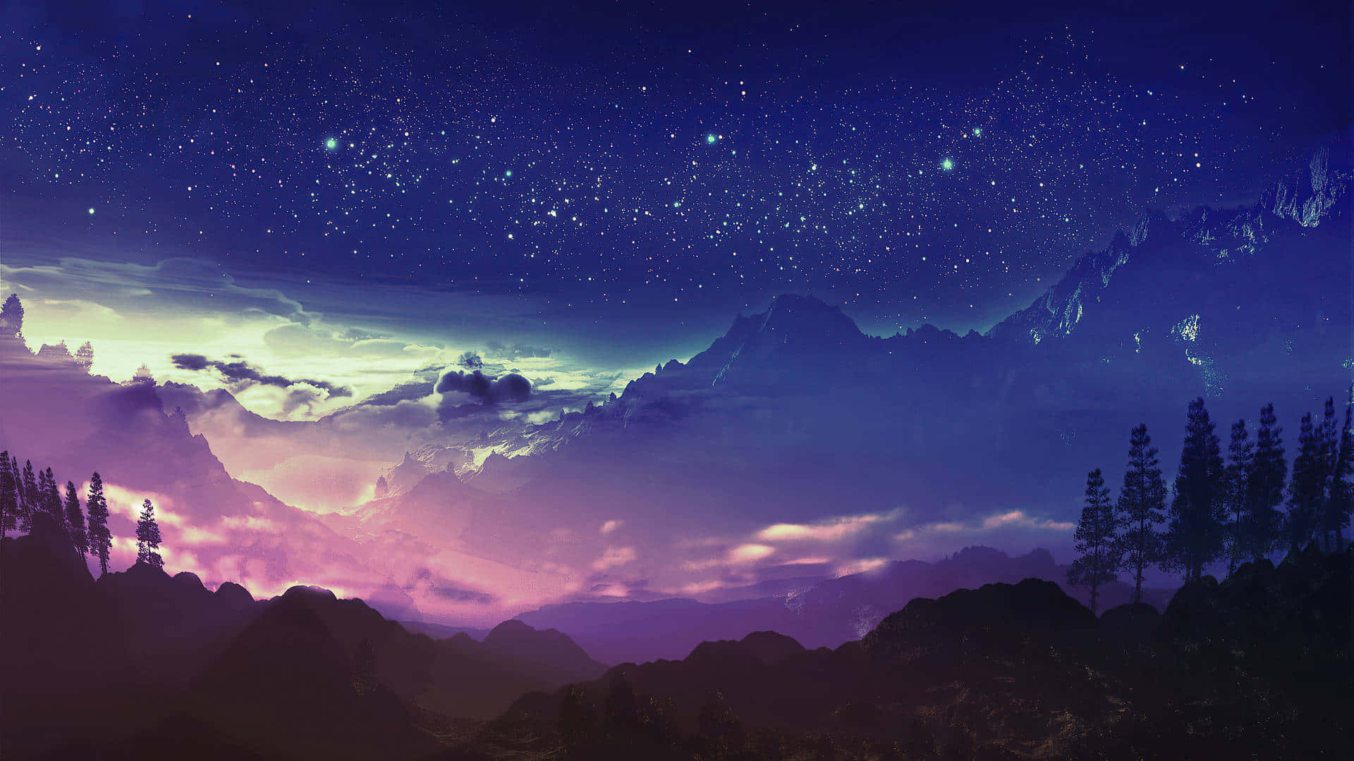 Aesthetic Nature With A Starry Sky