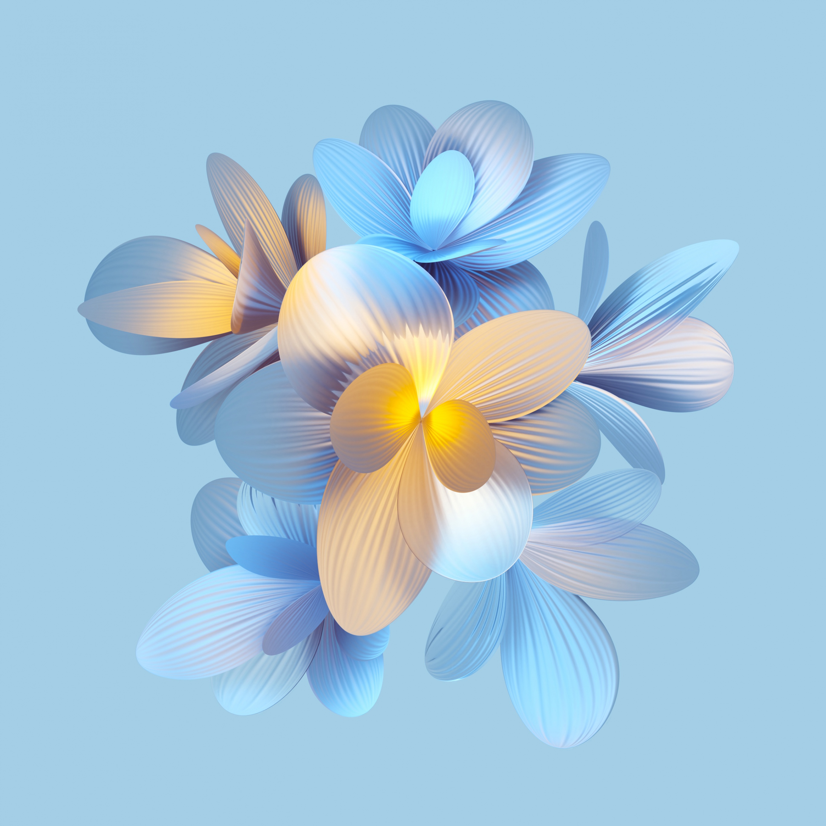 Abstract flower Wallpaper 4K, 5K, Floral designs, Cyan