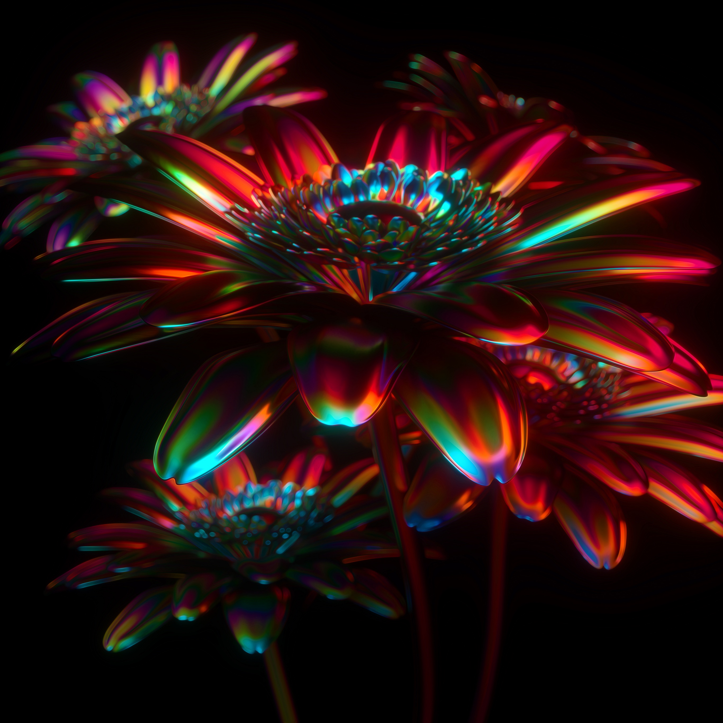 Digital flower Wallpaper 4K, 3D model