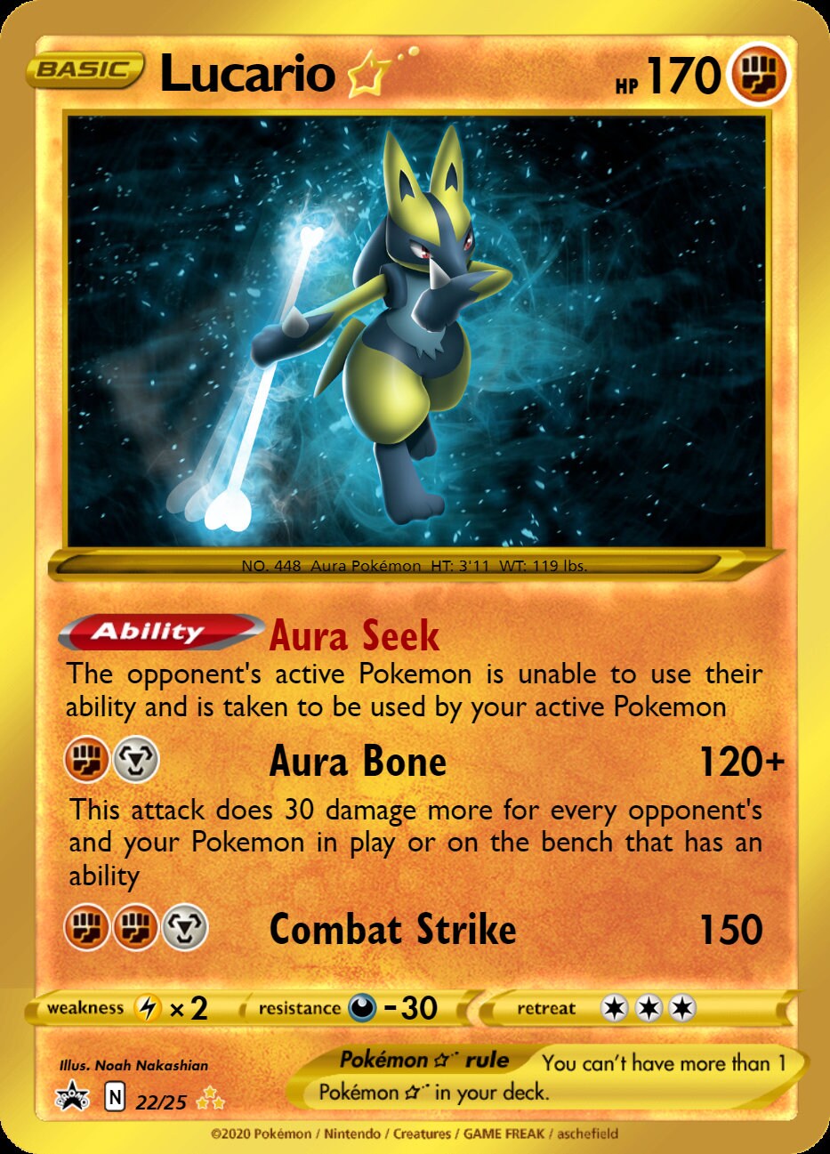 Pokemon Lucario Gold Star Trading Card