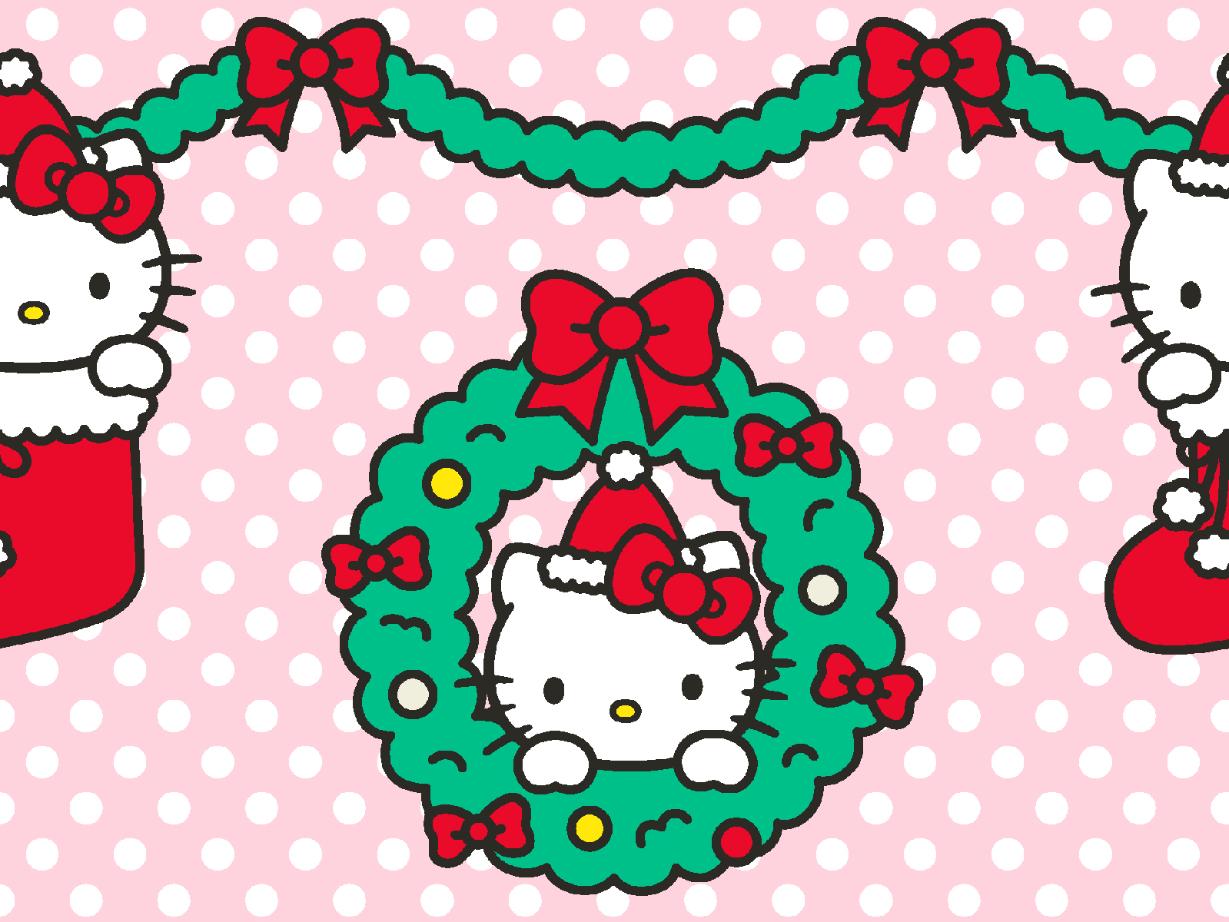 Licensed Seasonal Hello Kitty Wreath Pink 79233 A62078 Cotton Woven Fa