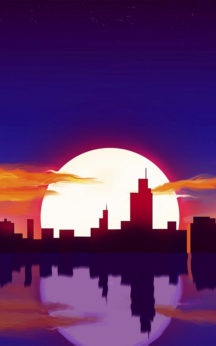 Wallpaper reflection city sun sunset