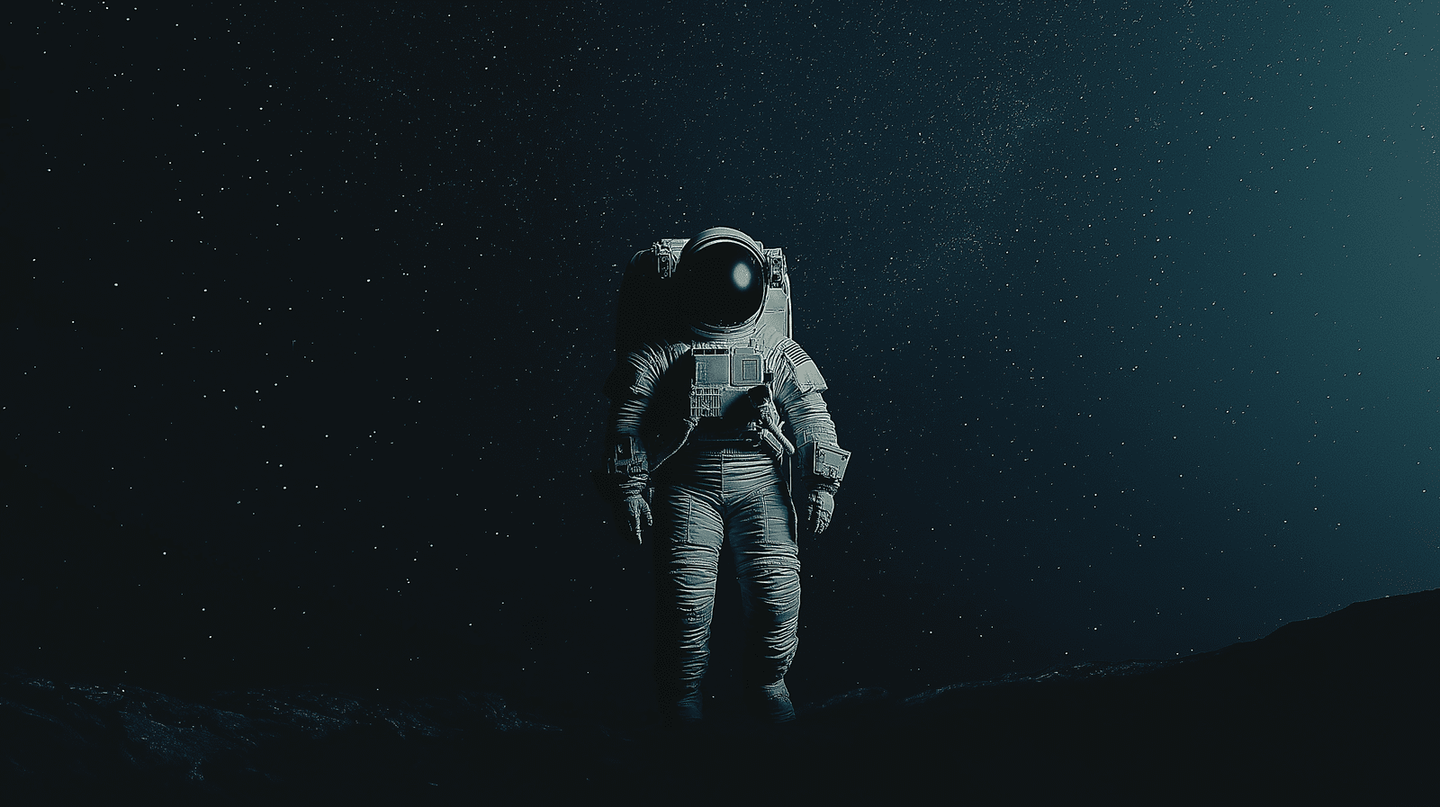 Mural Wallpaper astronaut. Astronaut in a starry landscape