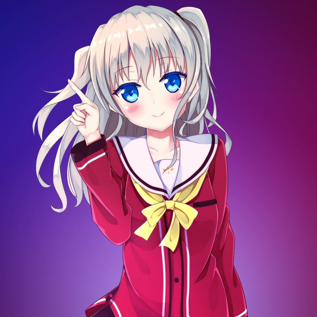 Anime Girl Nao Tomori with White Hair
