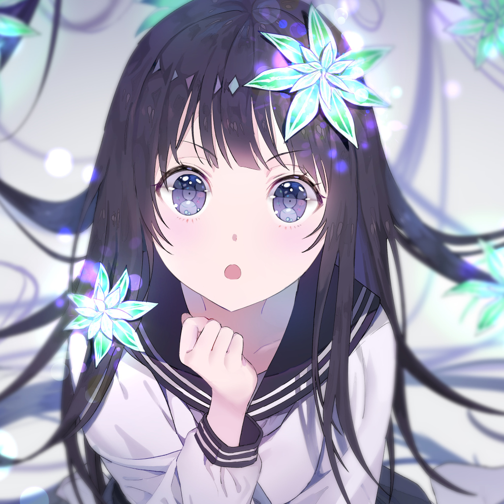 Beautiful anime girl with a decoration