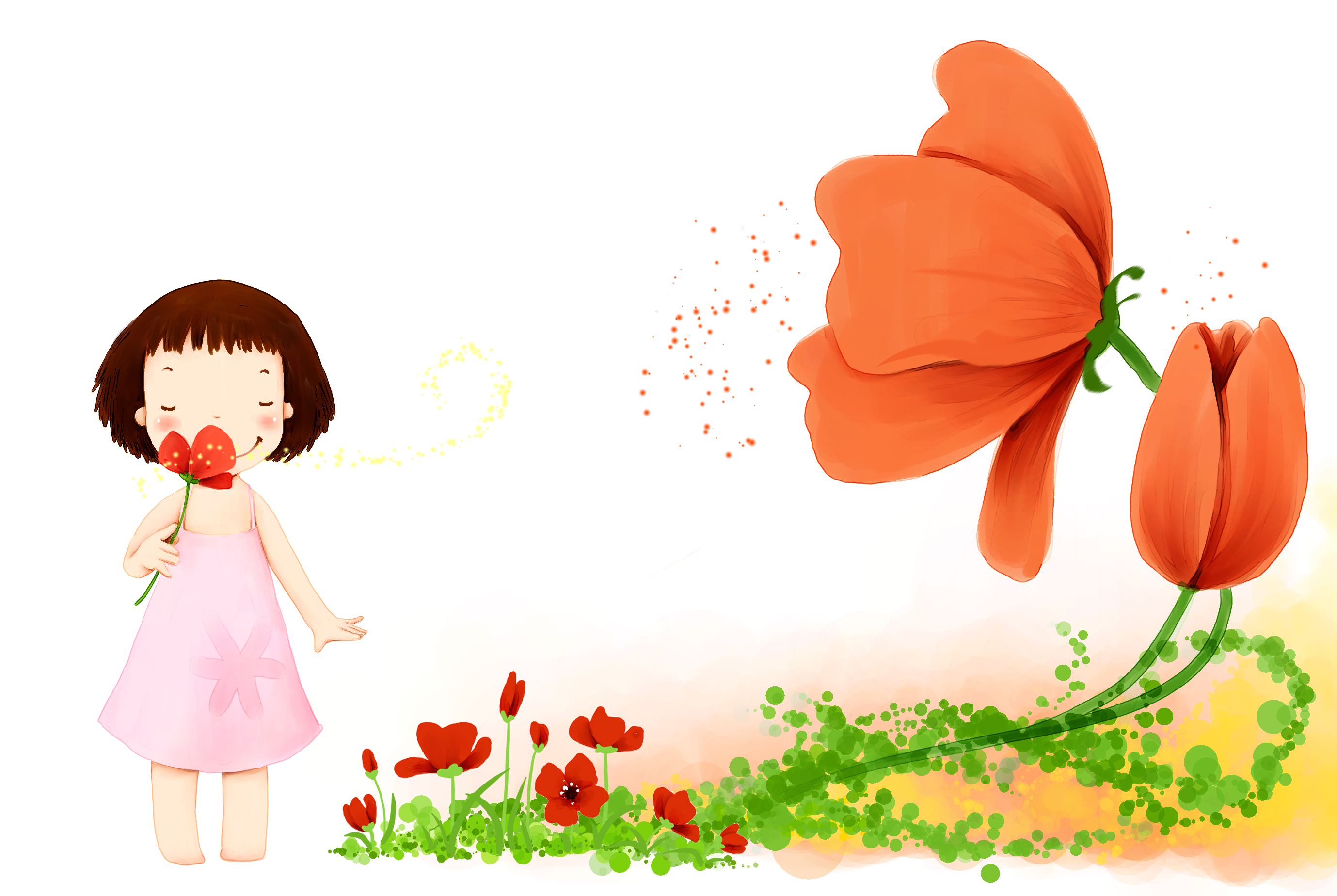Wallpaper flowers, smile, petals, dress