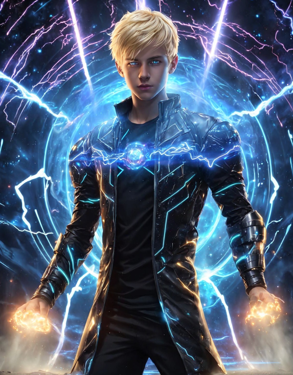 Futuristic Figure with Electric Blue