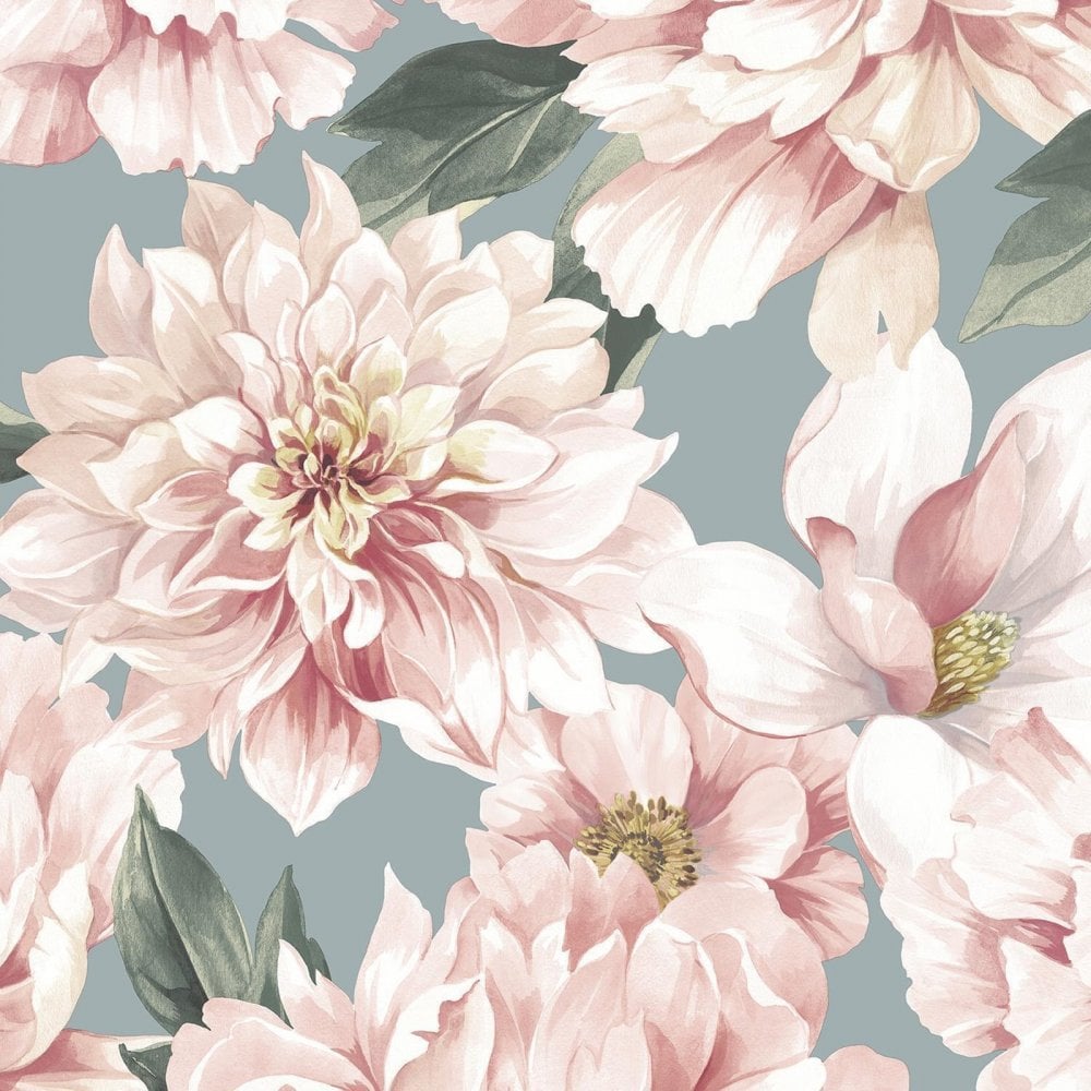 Leaf Wallpaper Celadon Green Pink 283753