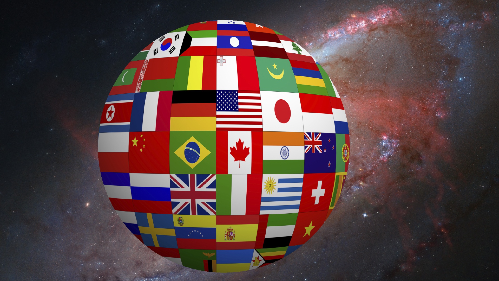 love, Space, Earth, flags, Milky Way