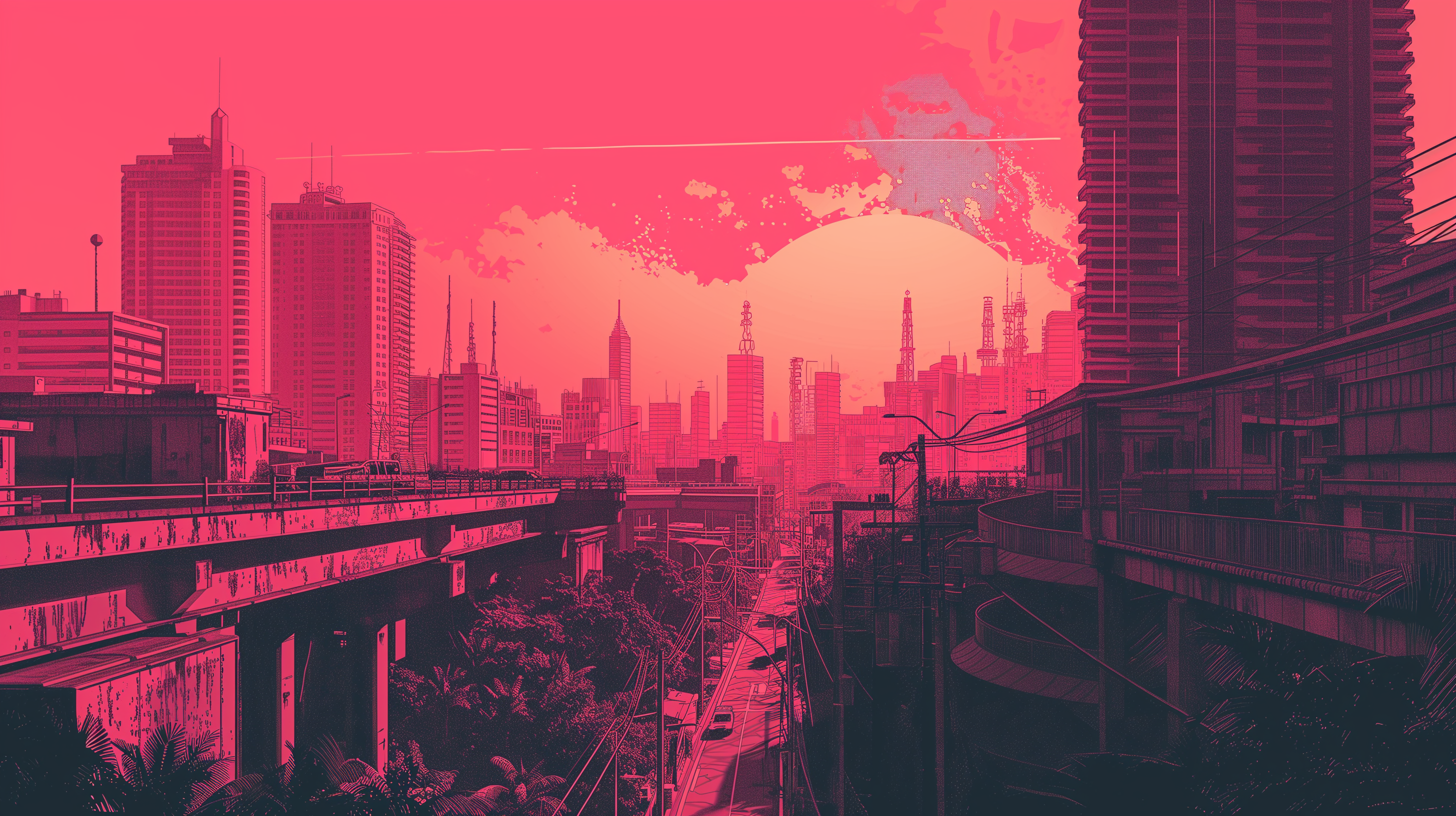 DuoTone Urban Dreamscape HD Wallpaper