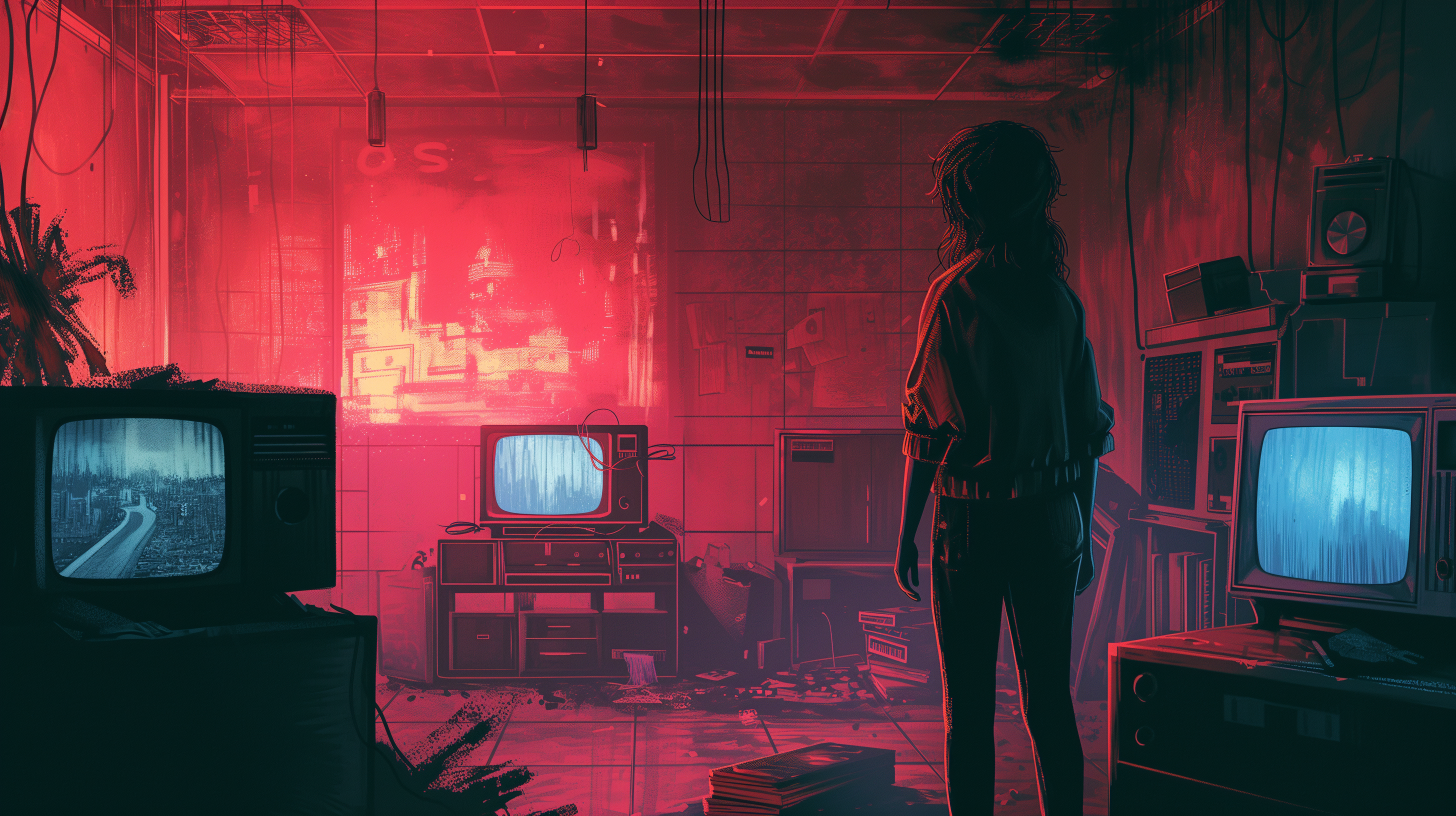 Retro TVs Duotone HD Wallpaper