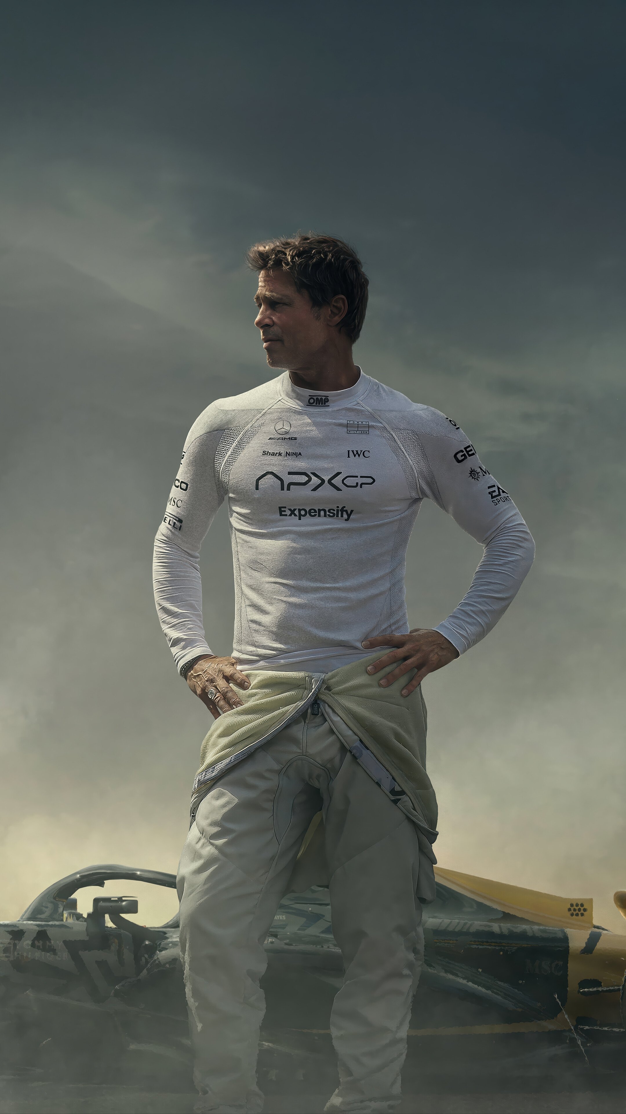 F1 Movie Brad Pitt 4K Wallpaper iPhone