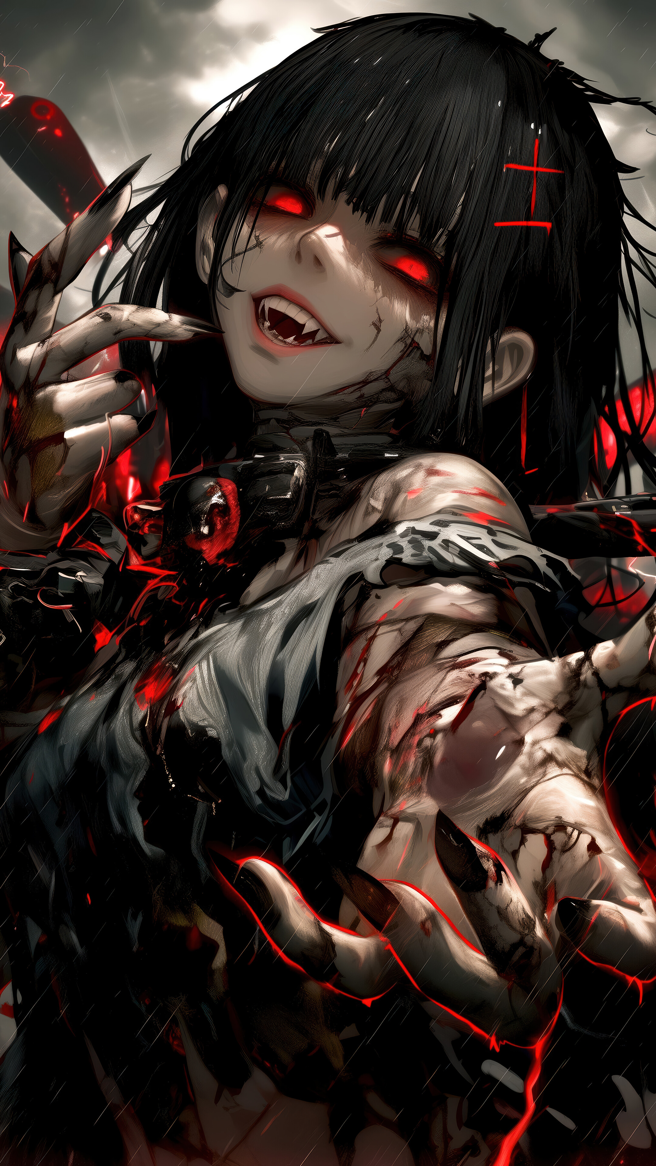 Anime Girl Vampire 4K Wallpaper iPhone