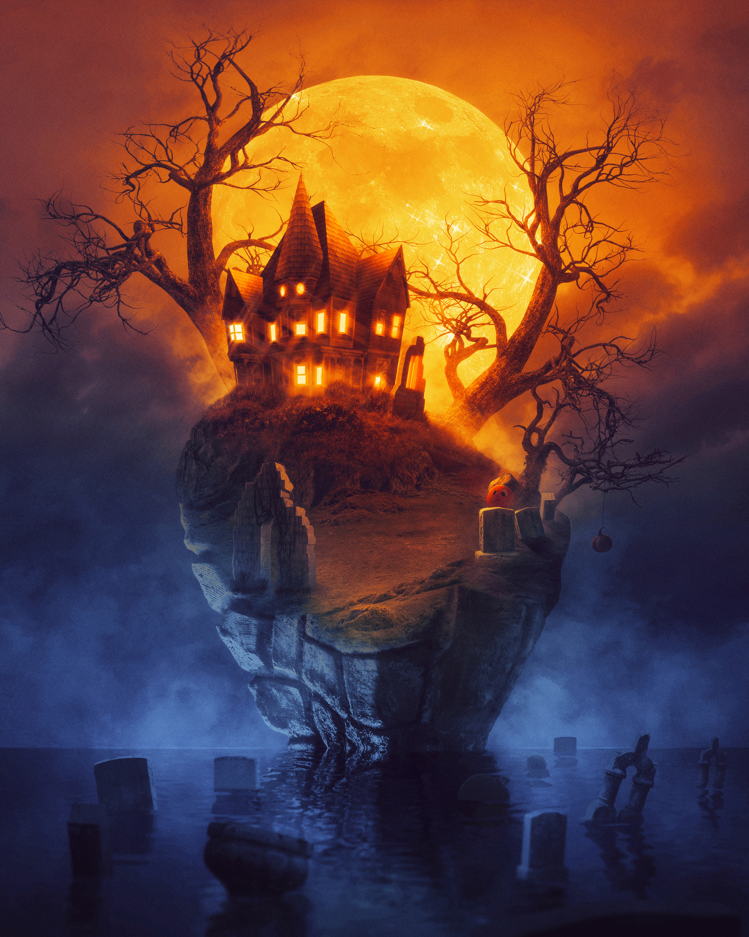 Scary house Wallpaper 4K, Halloween