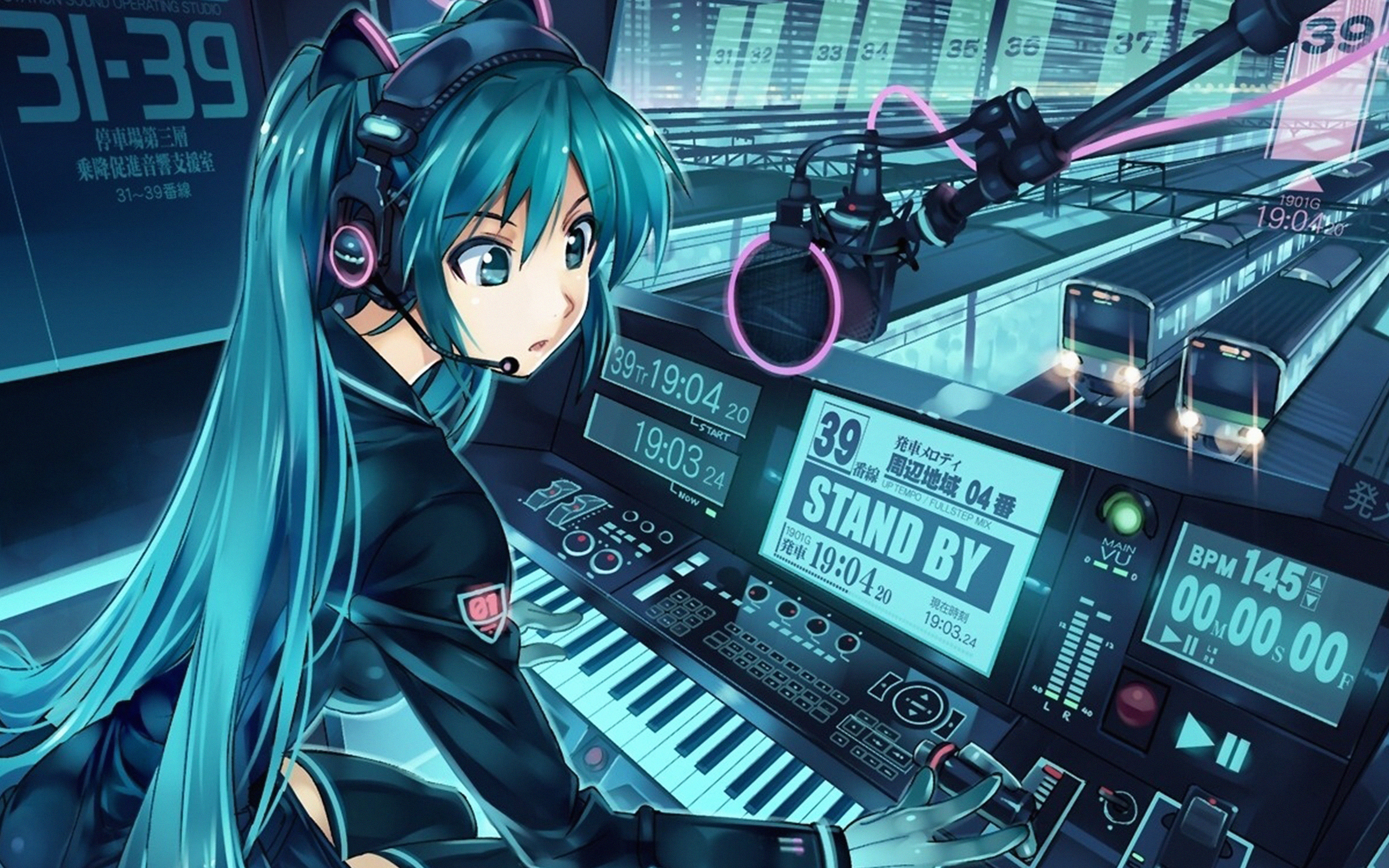 Hatsune Miku Anime Girl Train Blue