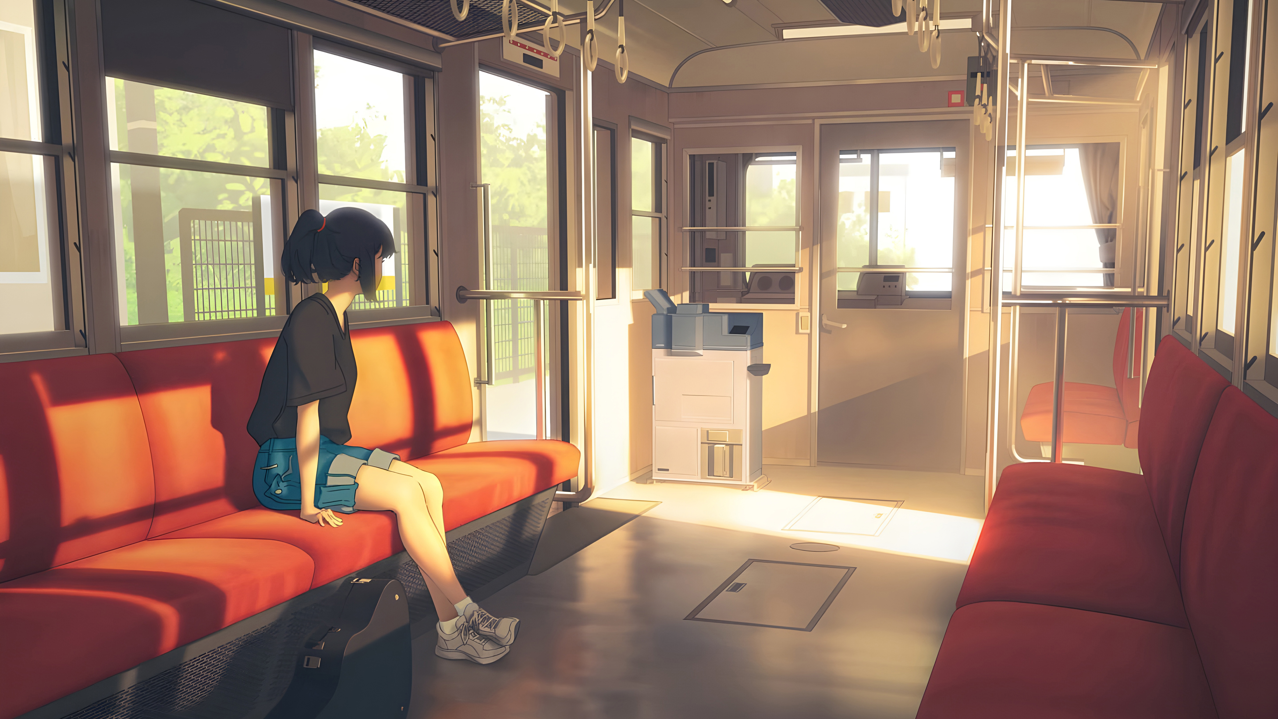 Anime Girl In Train 5k Wallpaper, HD
