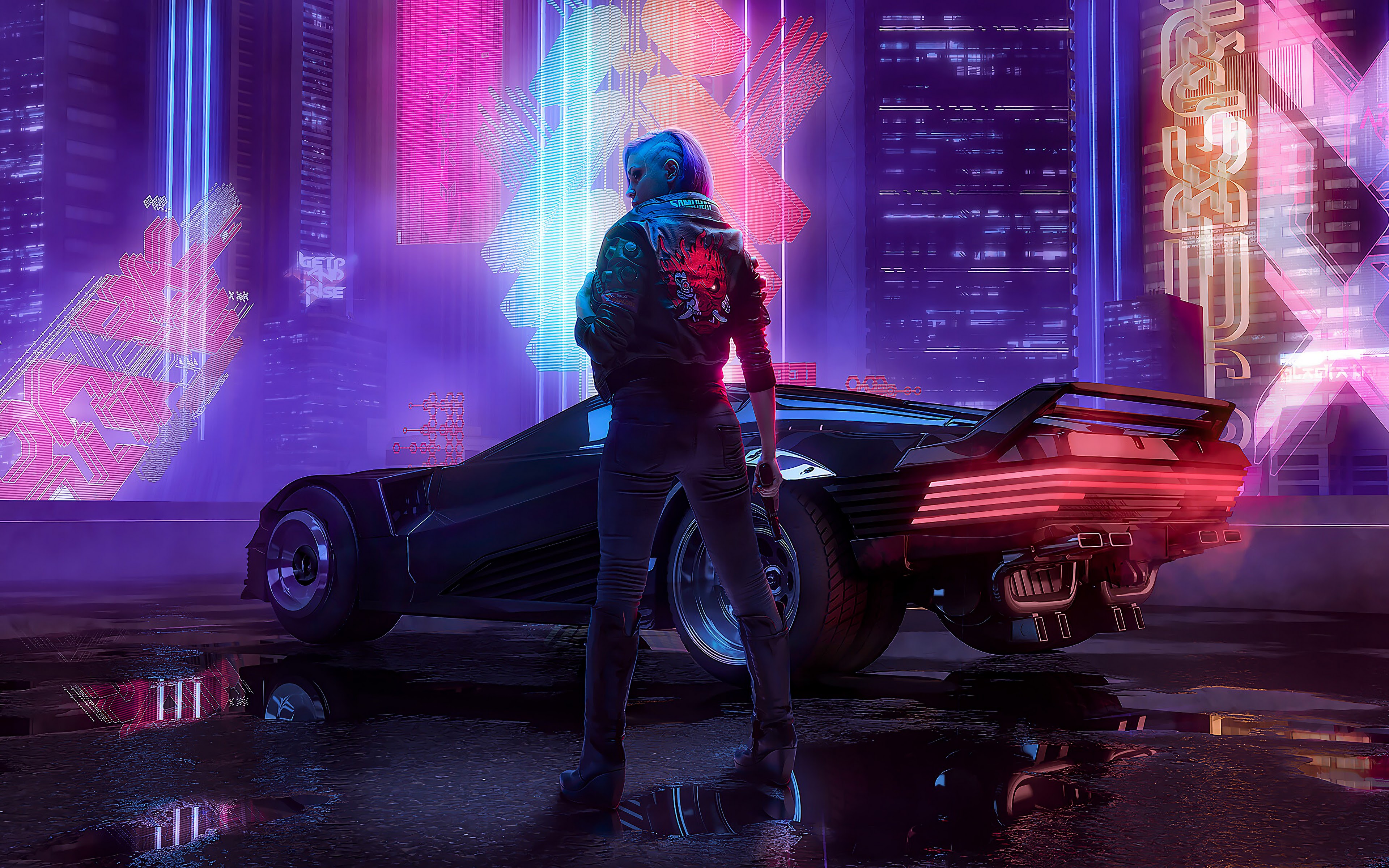 Cyberpunk 2077 V Samurai Jacket Car 4K