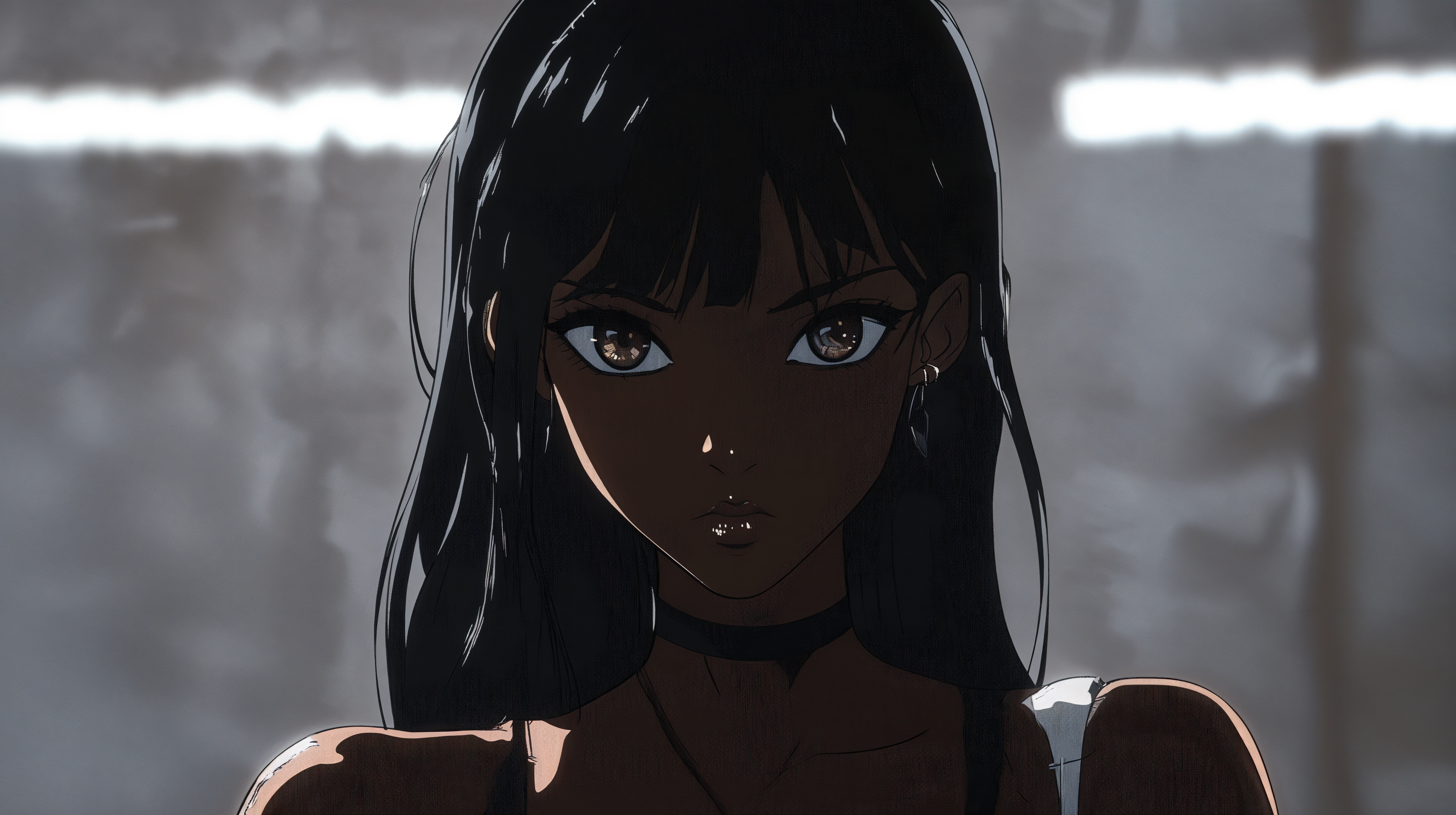 Bold Black Anime Girl 4K