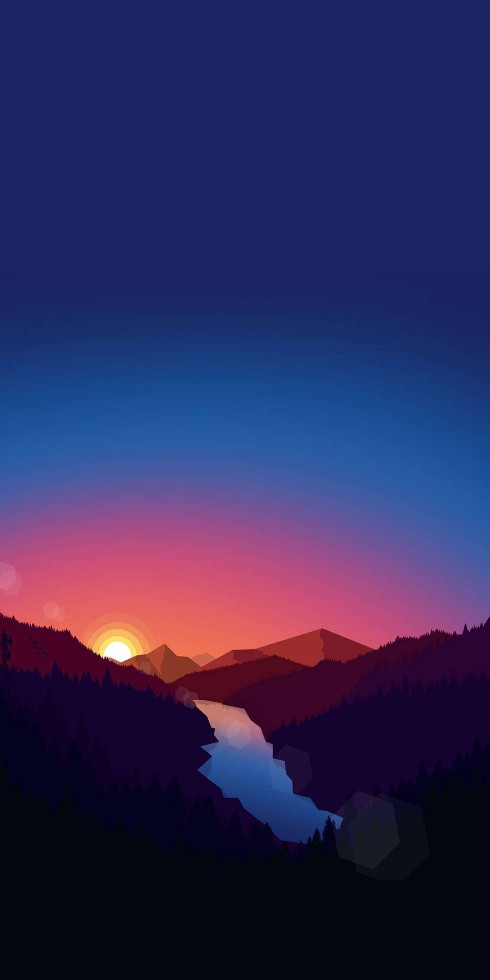Sunset Over Mountains Minimal Dark