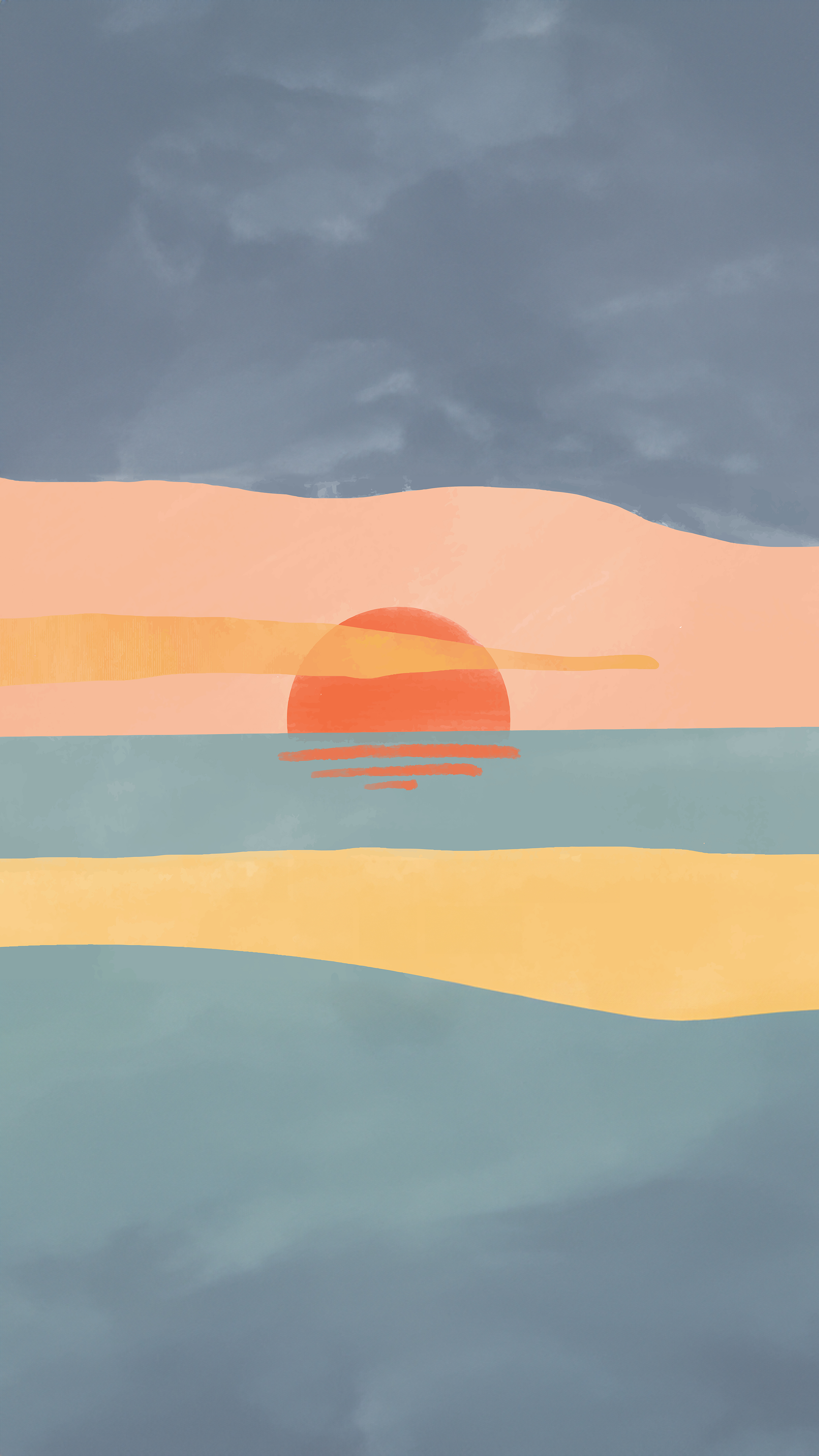 Minimalist landscape wallpaper featuring pastel sunset over serene waters