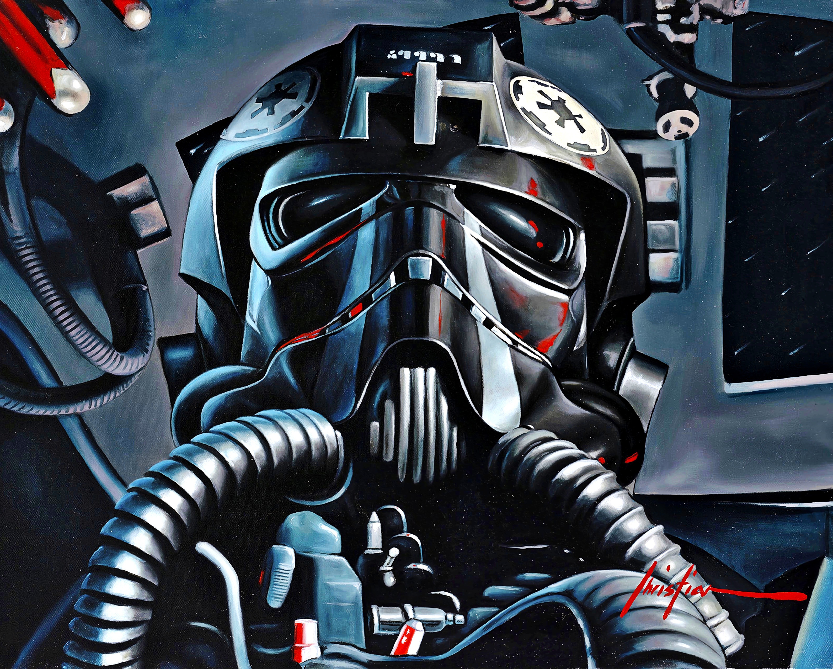 Wallpaper Star Wars, art, pilot, TIE