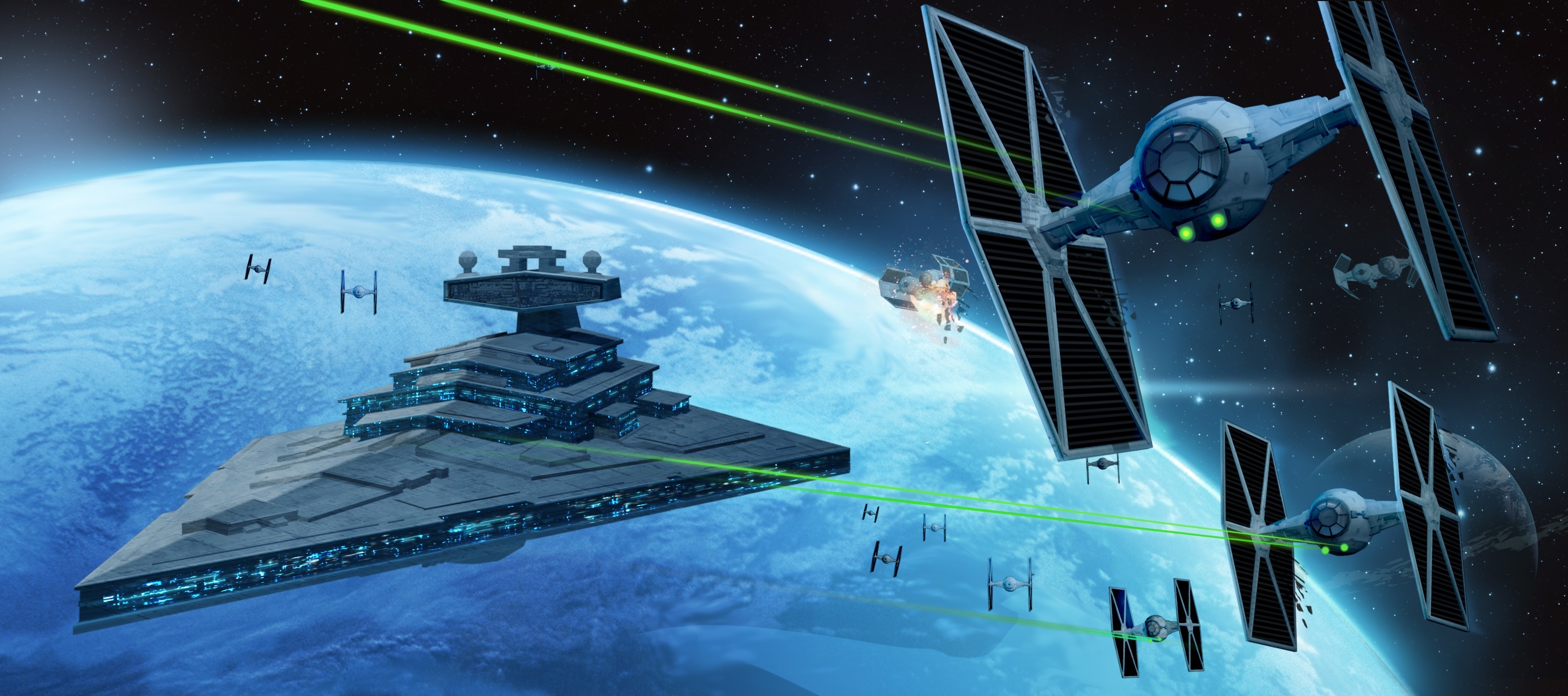 Wallpaper Star Destroyer, TIE fighters