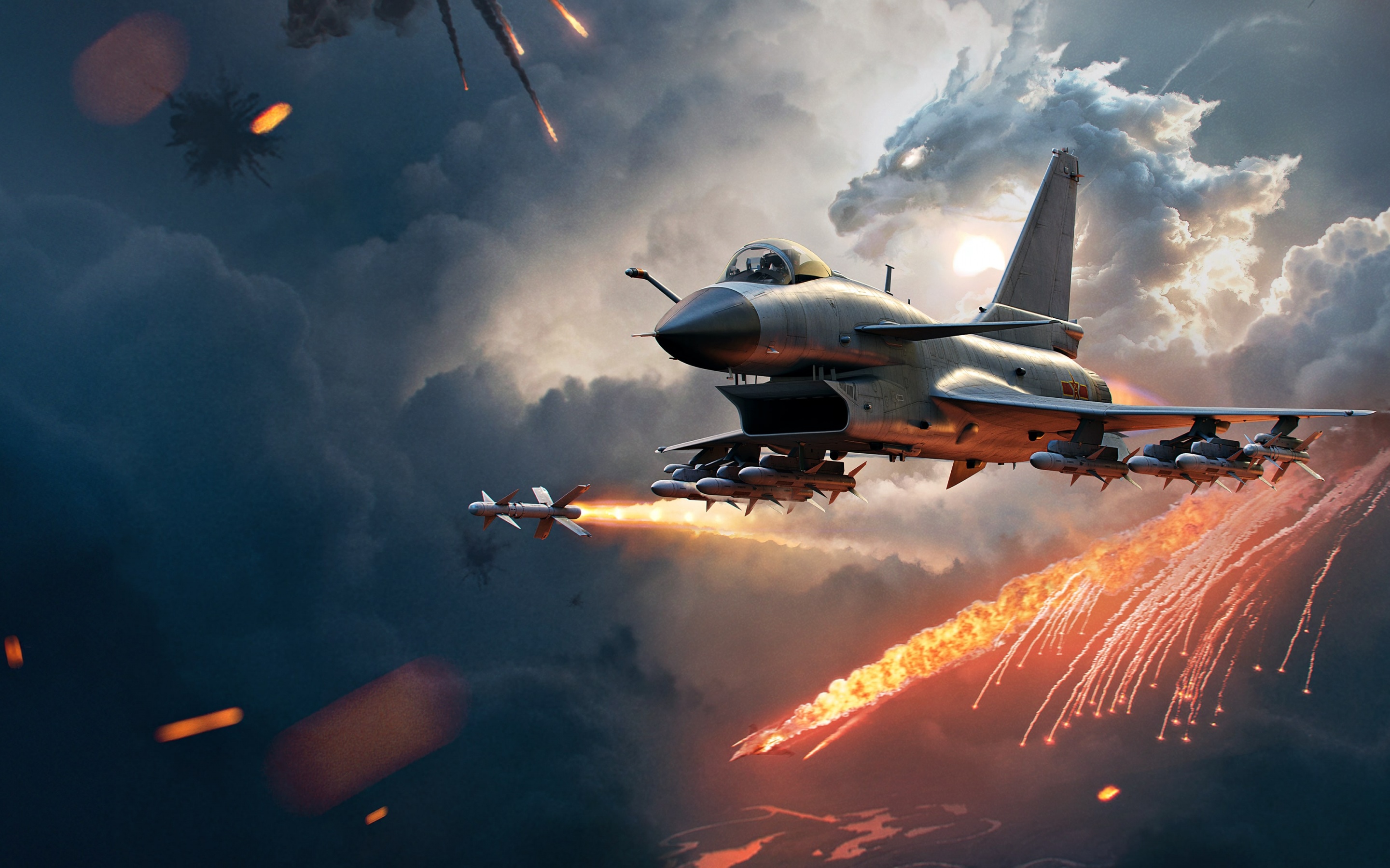 Fighter jet Wallpaper 4K, Missile Launch, Jet fighter