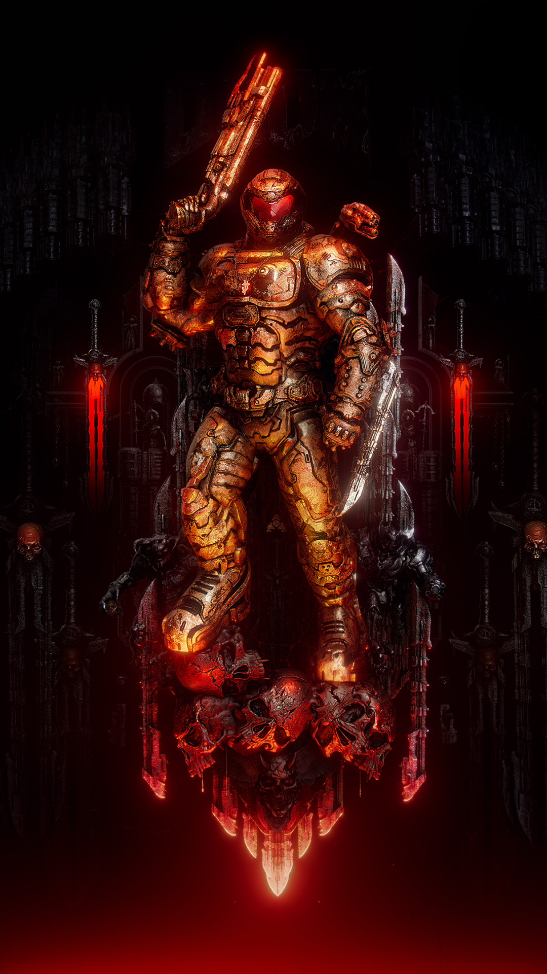 Doom Slayer Wallpaper 4K, Black