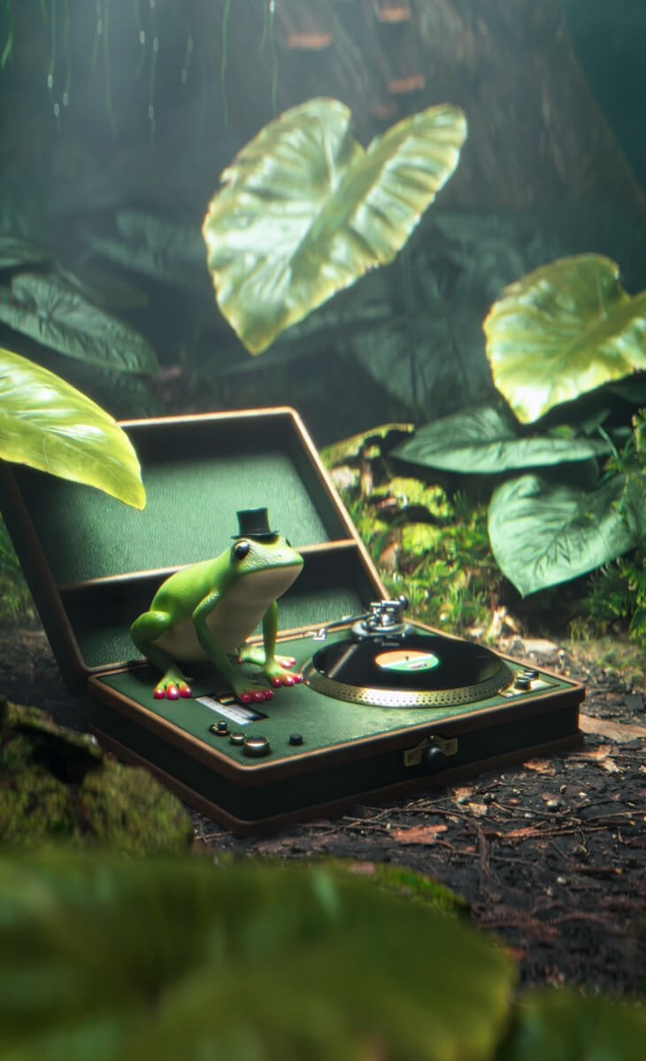 Vinyl in the Jungle 3D Render, Digital