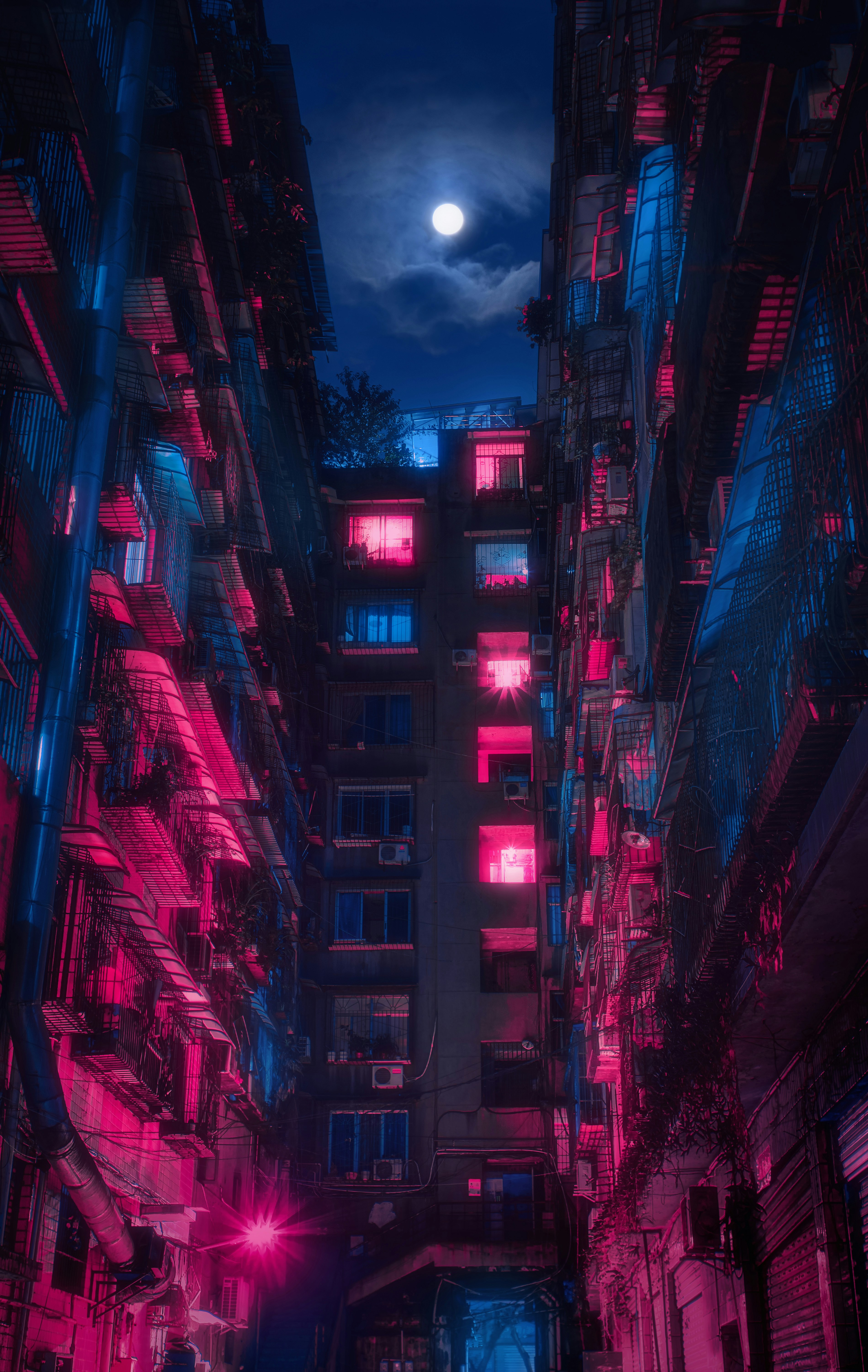 Cyberpunk city wallpaper for iPhone