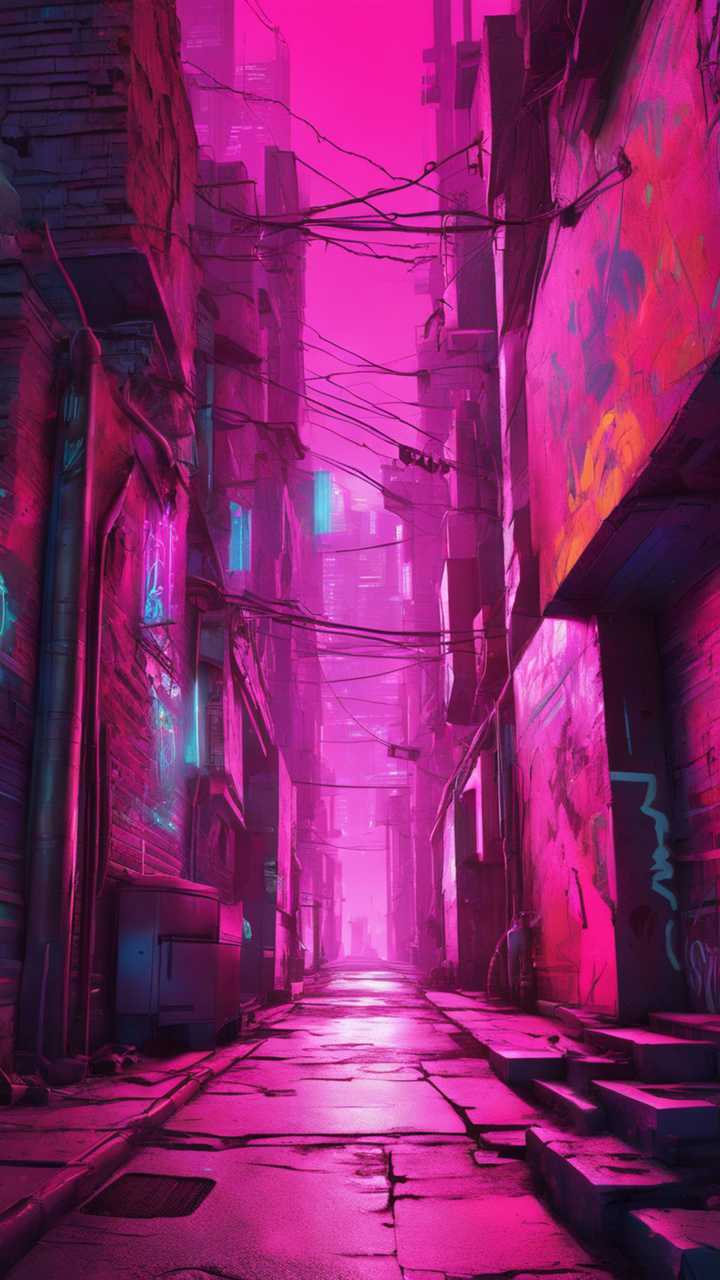 A Neon Lit City Alley At Midnight