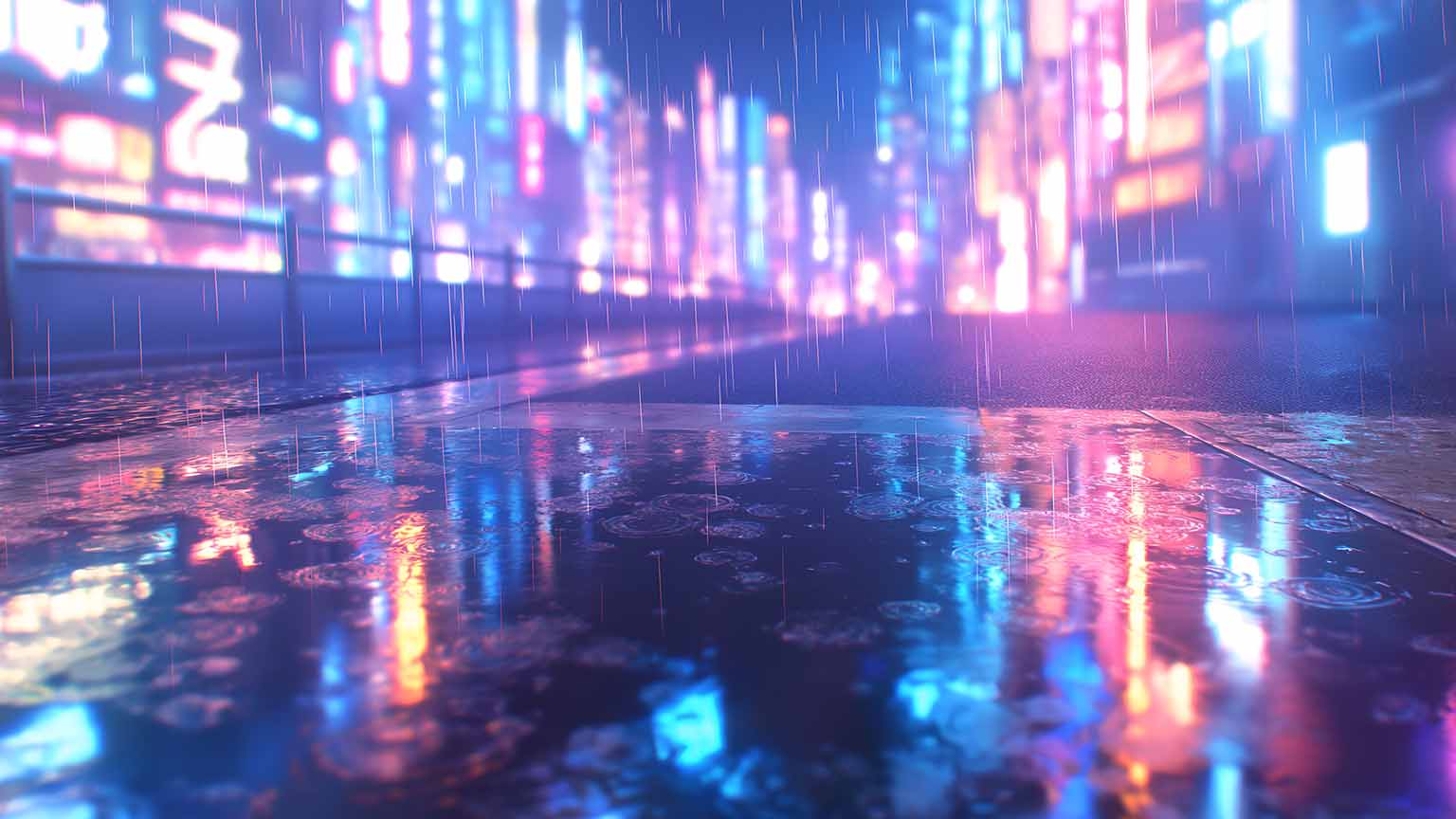 Cyberpunk City Rainy Night Neon