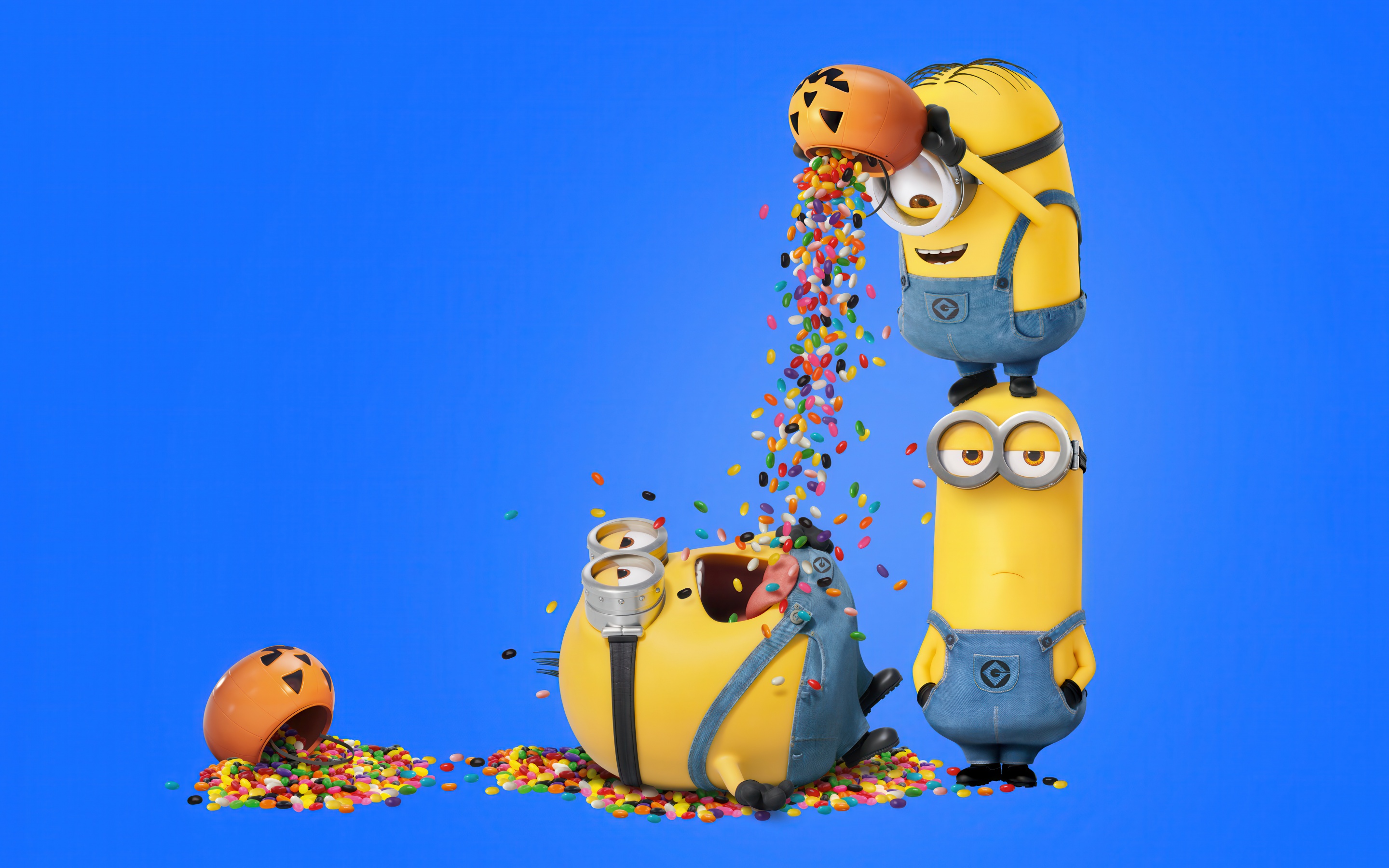 Minions Wallpaper 4K, Halloween party