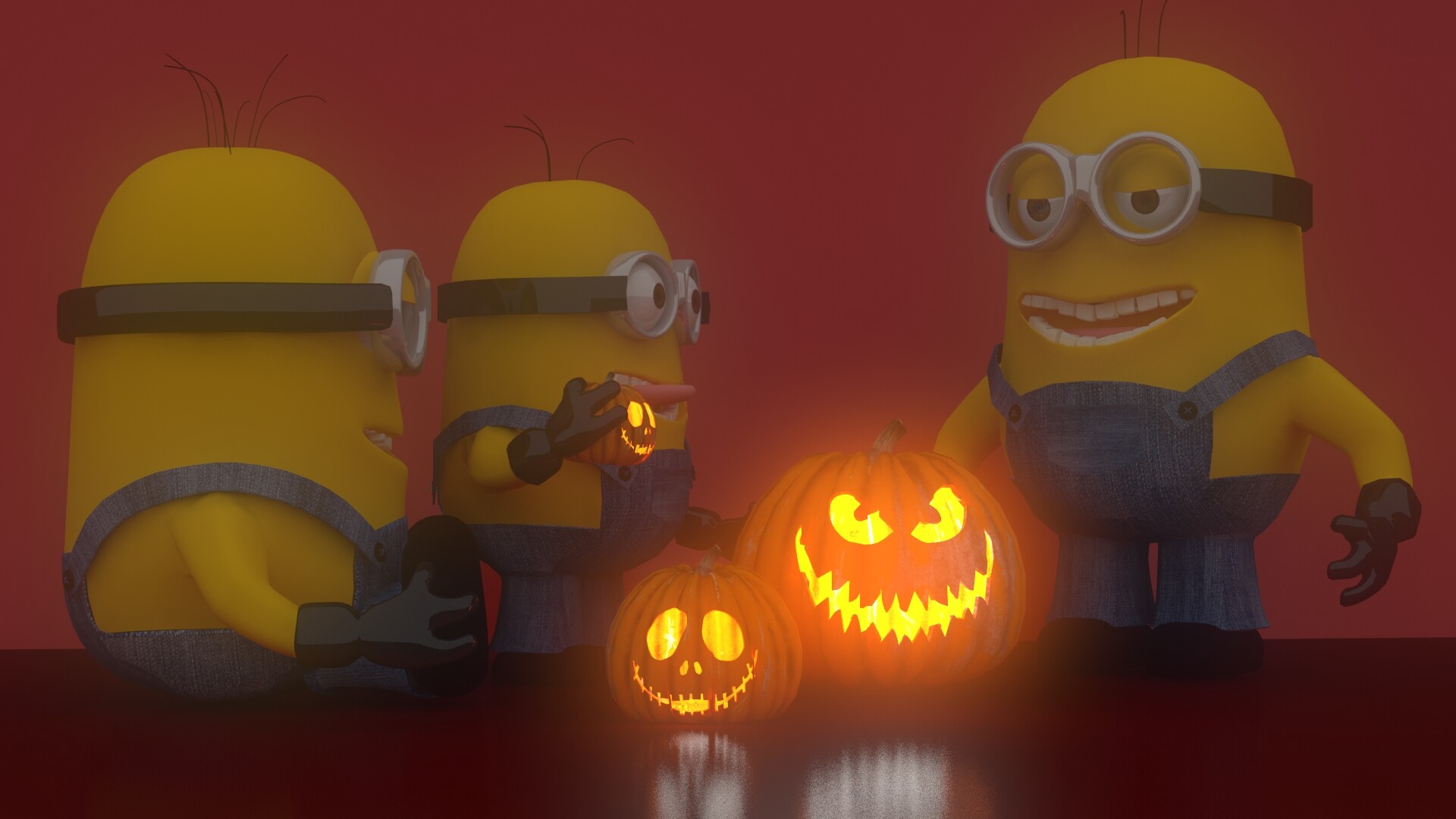 Minions with Halloween Pumpkins