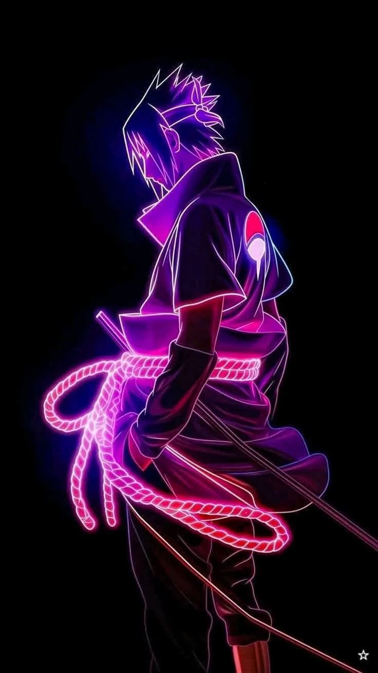 Sasuke Uchiha neon 4k wallpaper