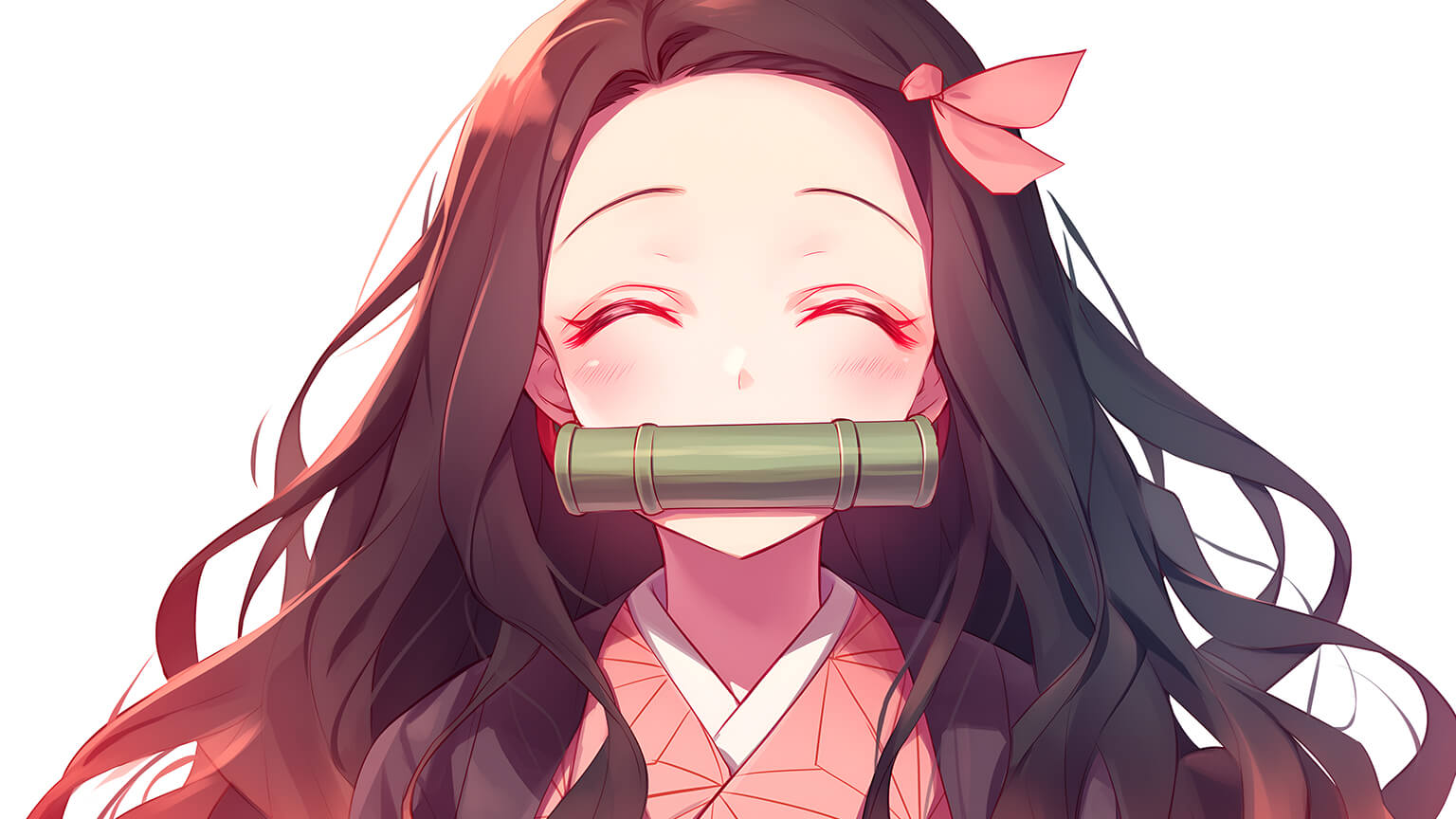 Nezuko with Closed Eyes Desktop Wallpaper Wallpaper 4K