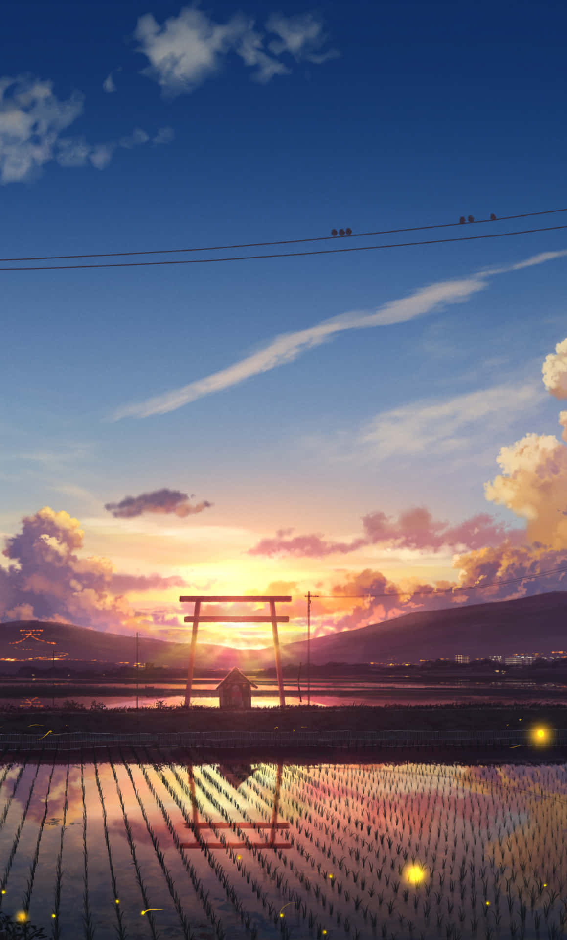 Download A scenic anime sunset with a