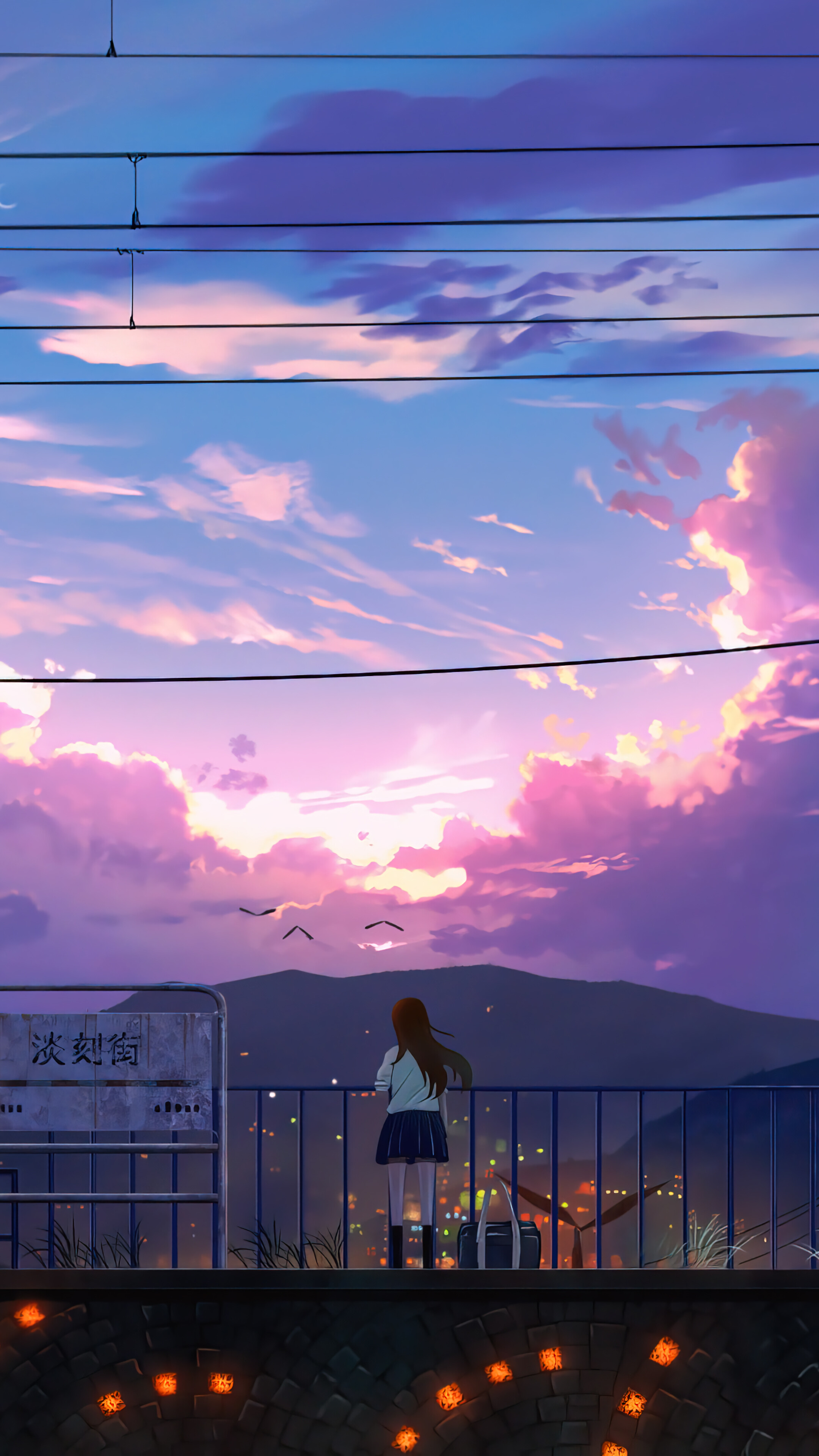 Anime Sunrise Scenery Art Wallpaper