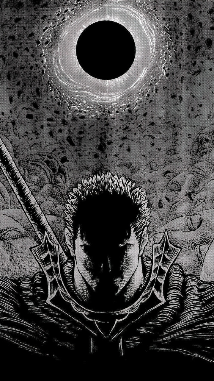 Berserk Guts Black and White 4K Wallpaper