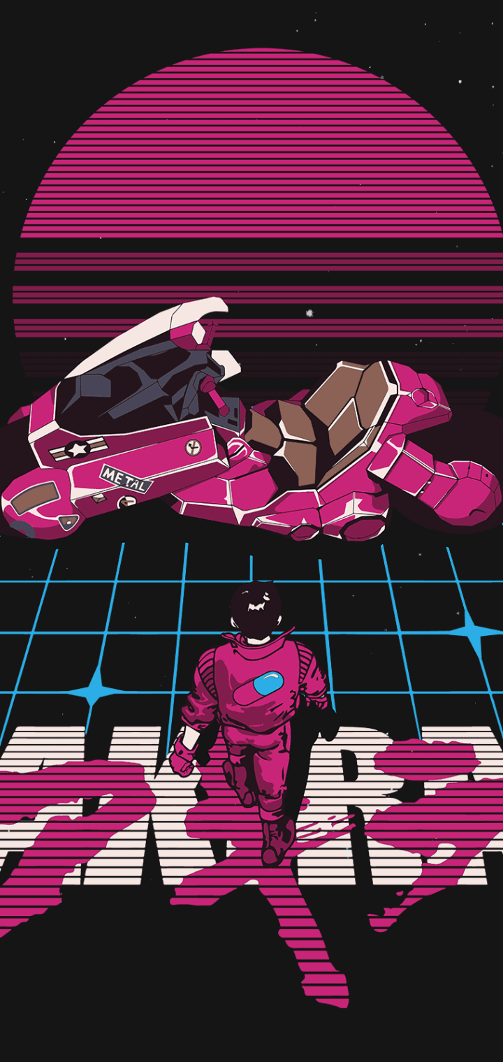 Grid Vaporwave Anime Akira Phone Wallpaper