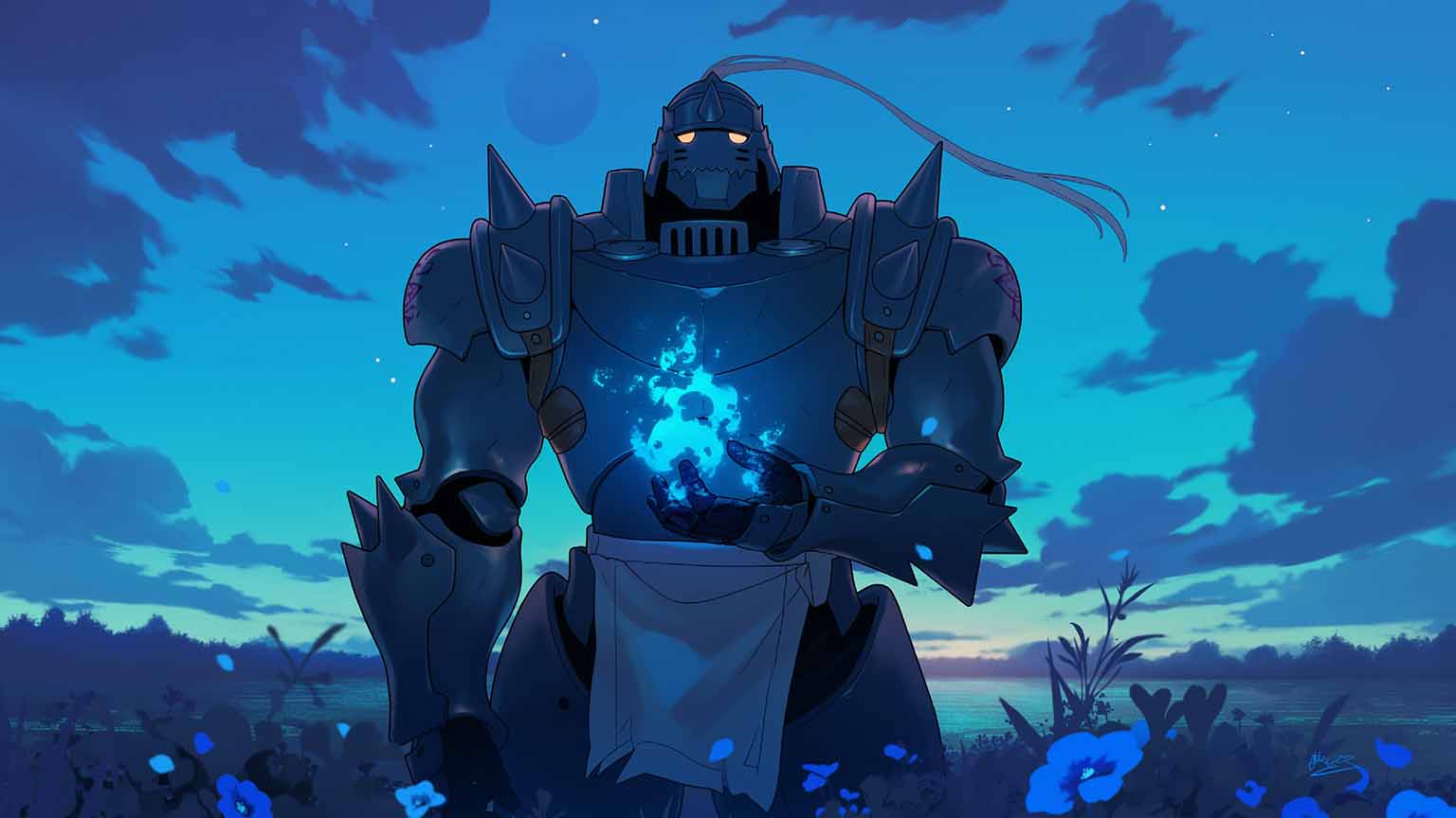 Fullmetal Alchemist Alphonse Elric with Blue Desktop Wallpaper